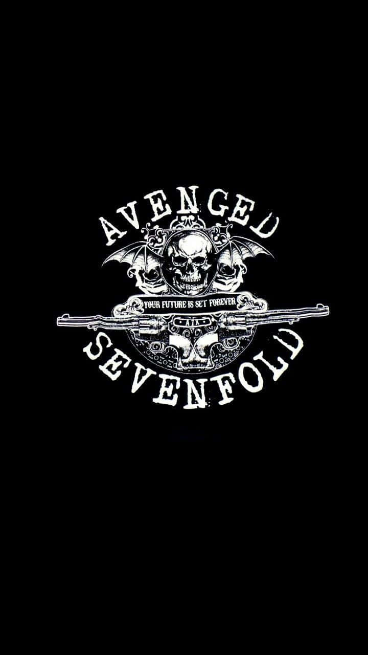 Avenged Sevenfold, black background, white graphic, HD Phone Wallpaper