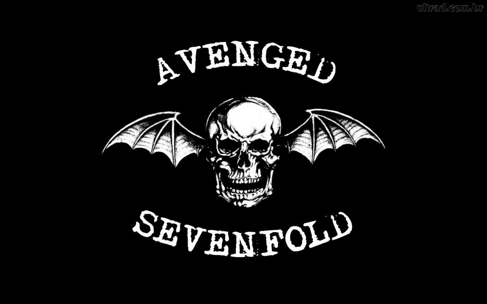 Avenged Sevenfold, skull with bat wings, black background, HD Desktop Wallpaper