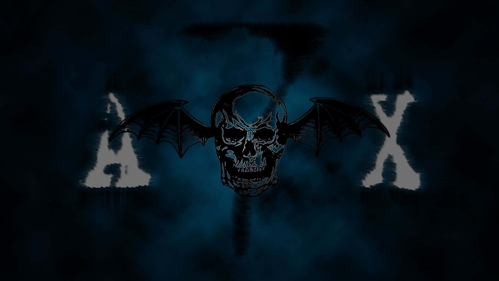 Avenged Sevenfold, bat-winged skull, glowing blue veins, Full HD Desktop Wallpaper