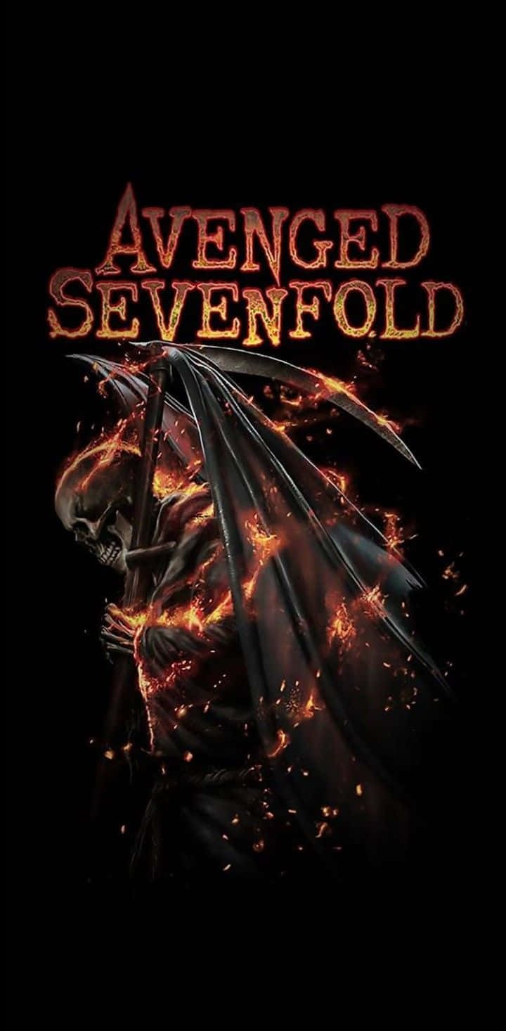 Avenged Sevenfold, flaming skeletal figure, scythe, HD Phone Wallpaper