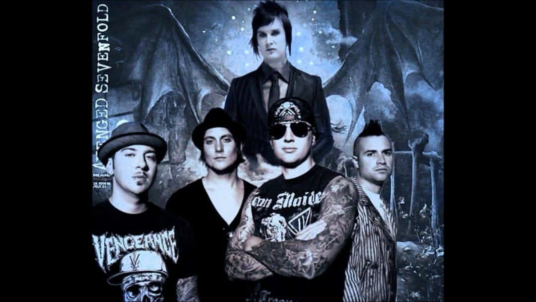 Avenged Sevenfold, black and white, bat wings, SD Desktop Wallpaper