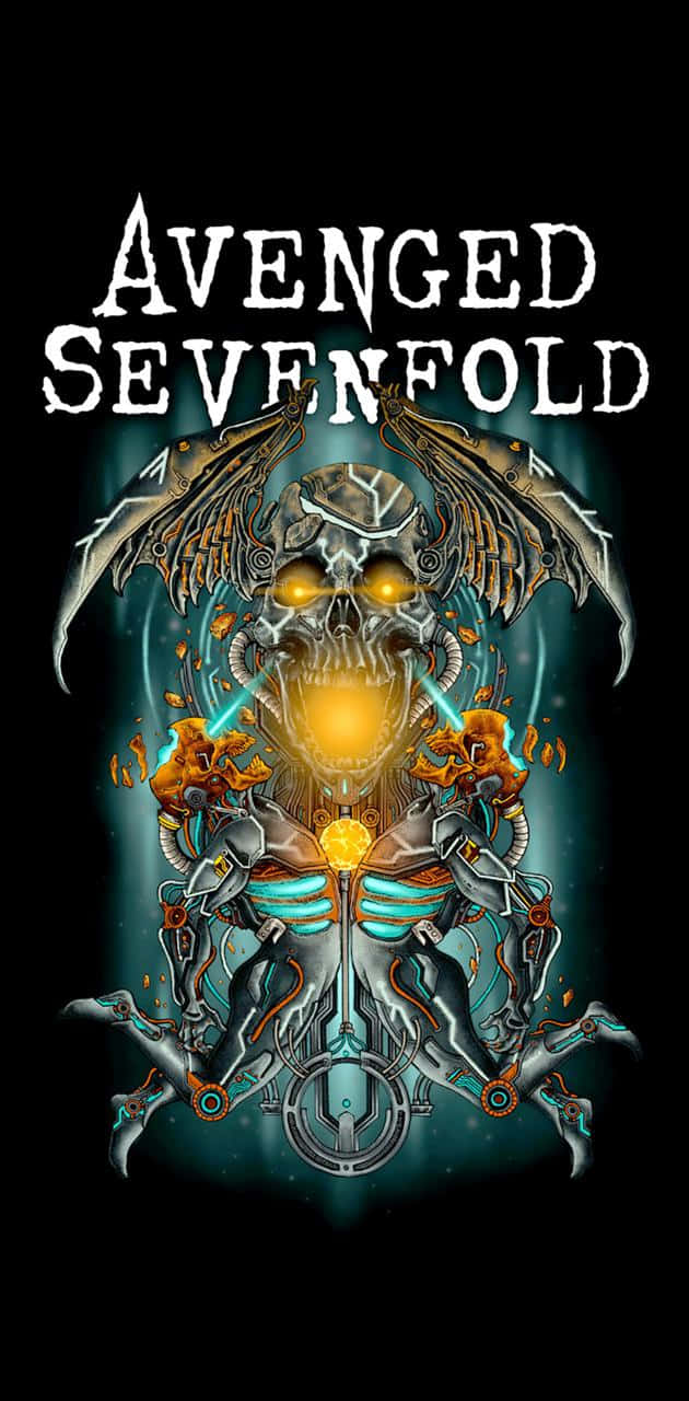 Avenged Sevenfold, mechanical skull, glowing yellow eyes, HD Phone Wallpaper