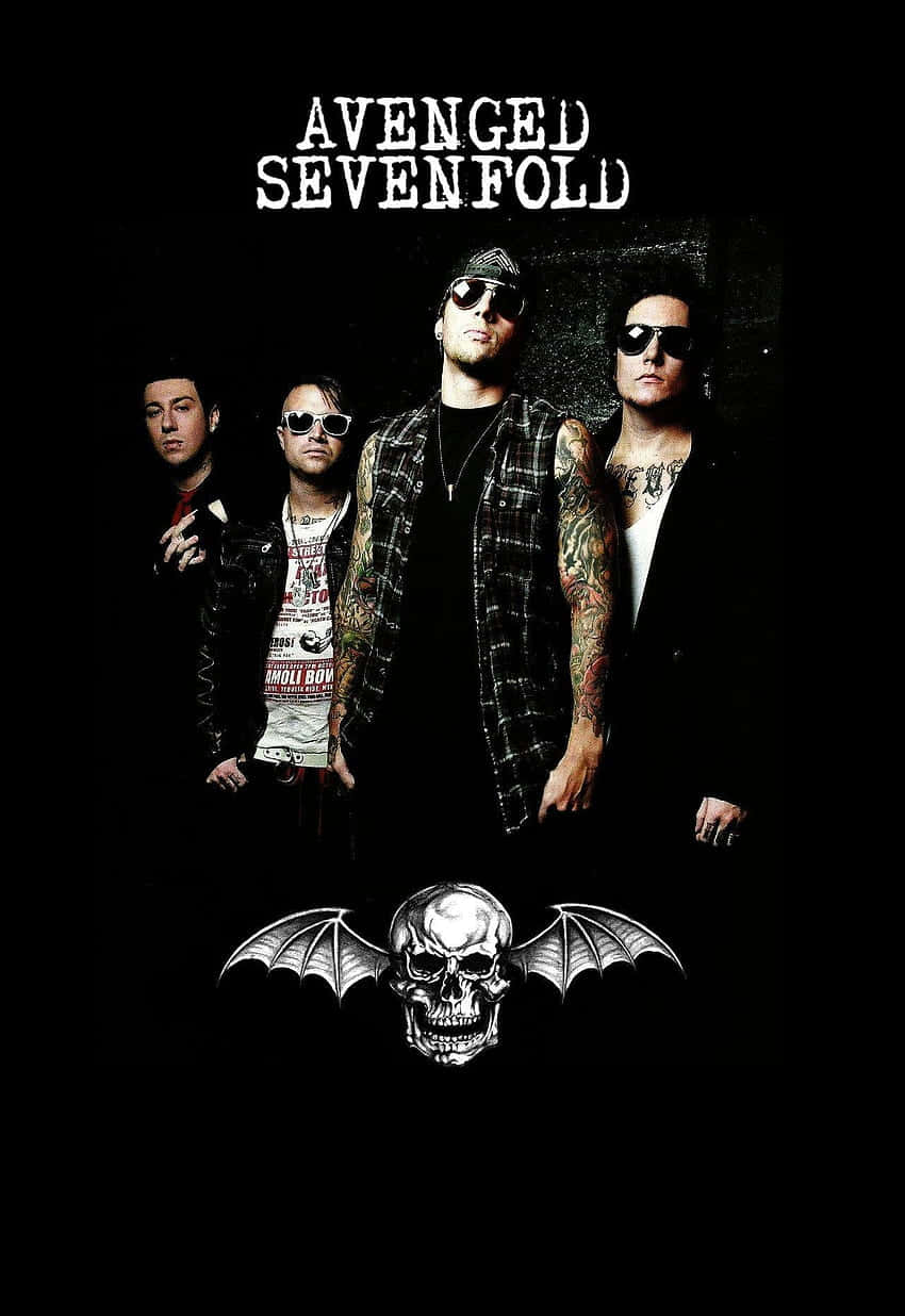 Avenged Sevenfold, skull with bat wings, dark attire, SD Phone Wallpaper