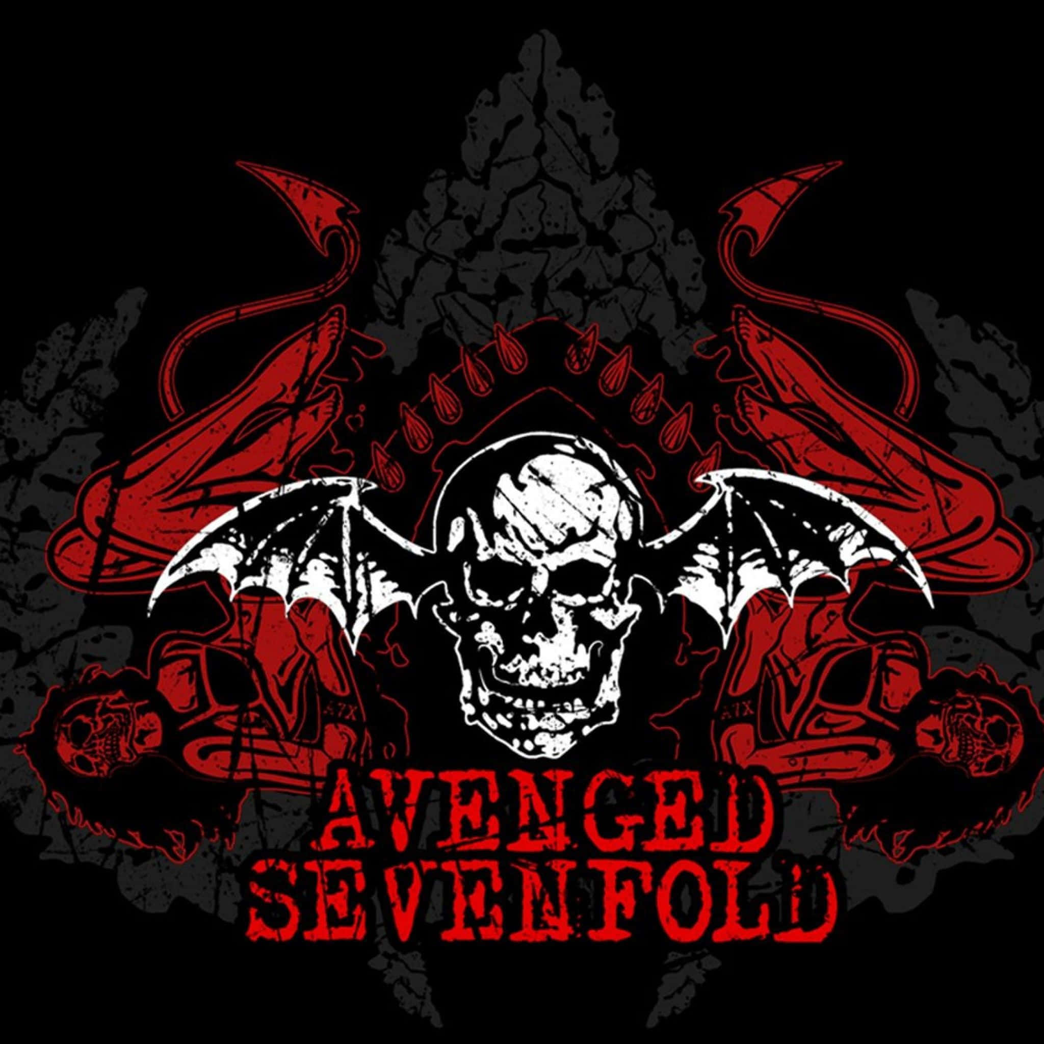 Avenged Sevenfold, black and red band logo, central skull, Full HD Desktop Wallpaper