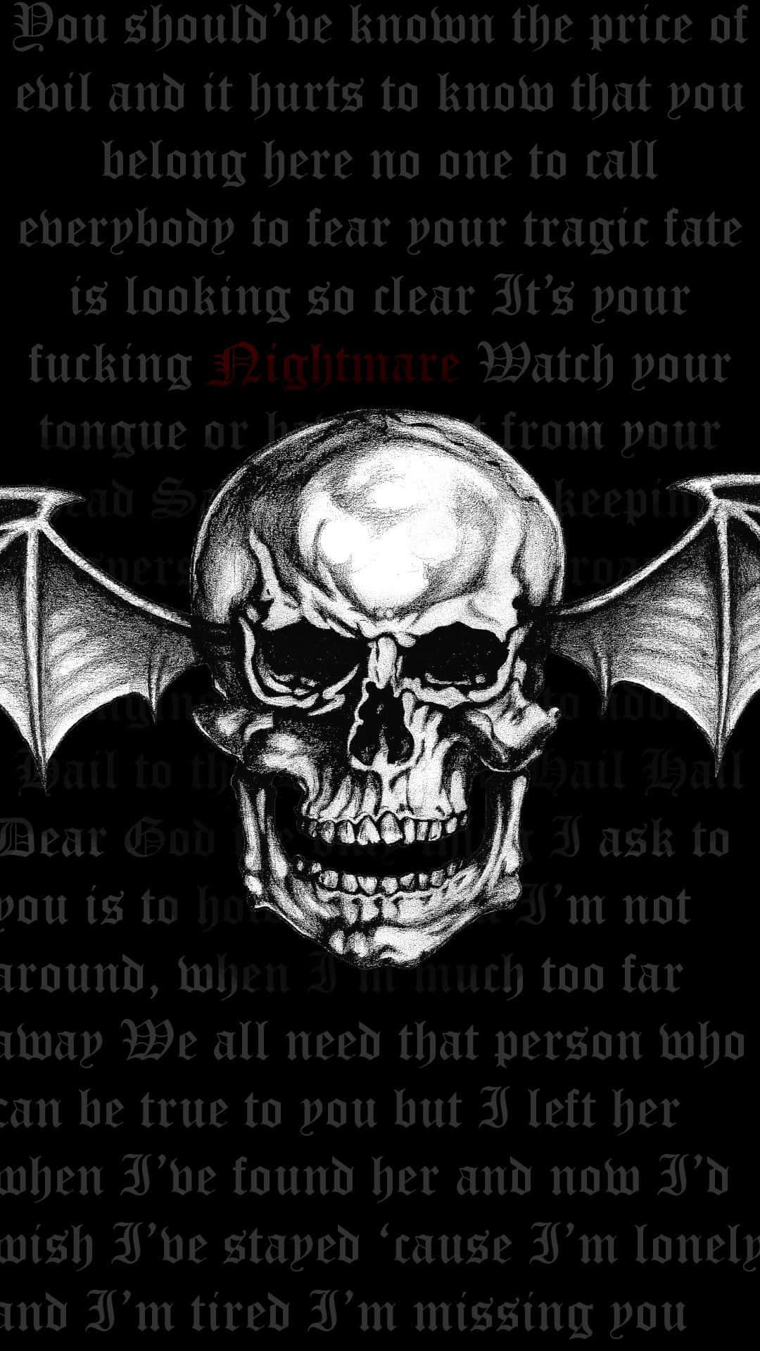 Avenged Sevenfold, bat-winged skull, sharp teeth, Full HD Phone Wallpaper