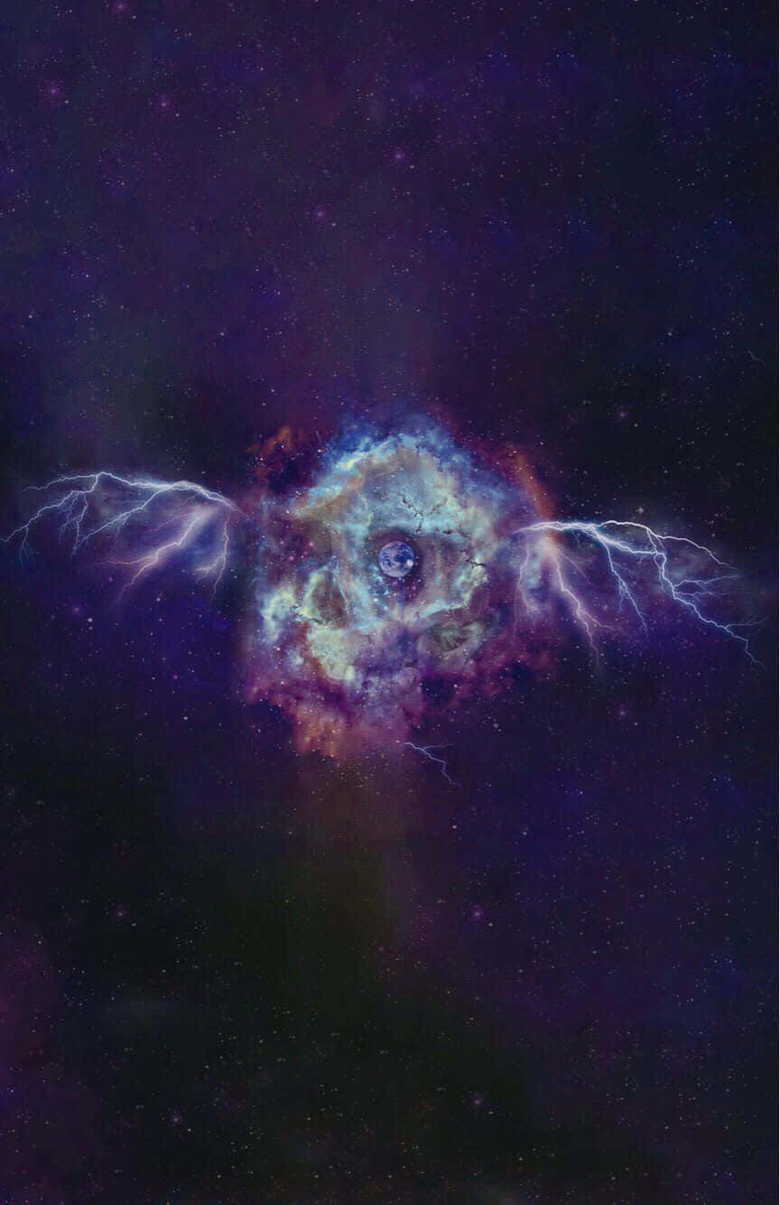 Avenged Sevenfold, nebula, electric blue lightning bolts, HD Phone Wallpaper