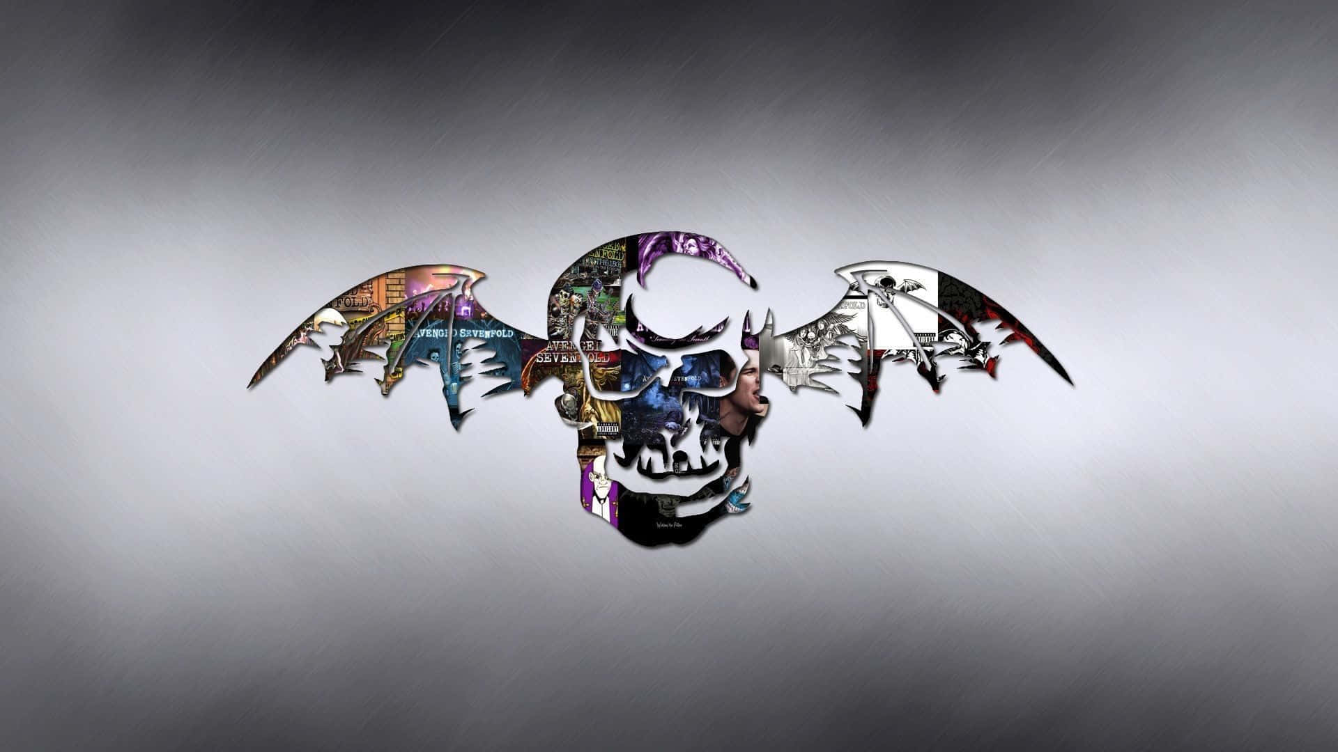 Avenged Sevenfold, bat skull, wings made of comic book panels, Full HD Desktop Wallpaper