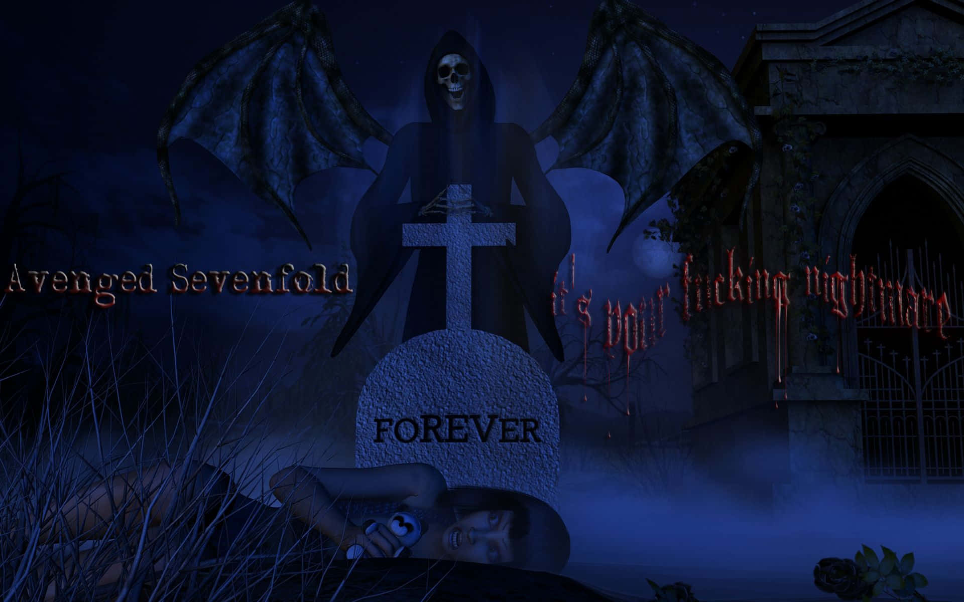 Avenged Sevenfold, demon, gravestone, Full HD Desktop Wallpaper
