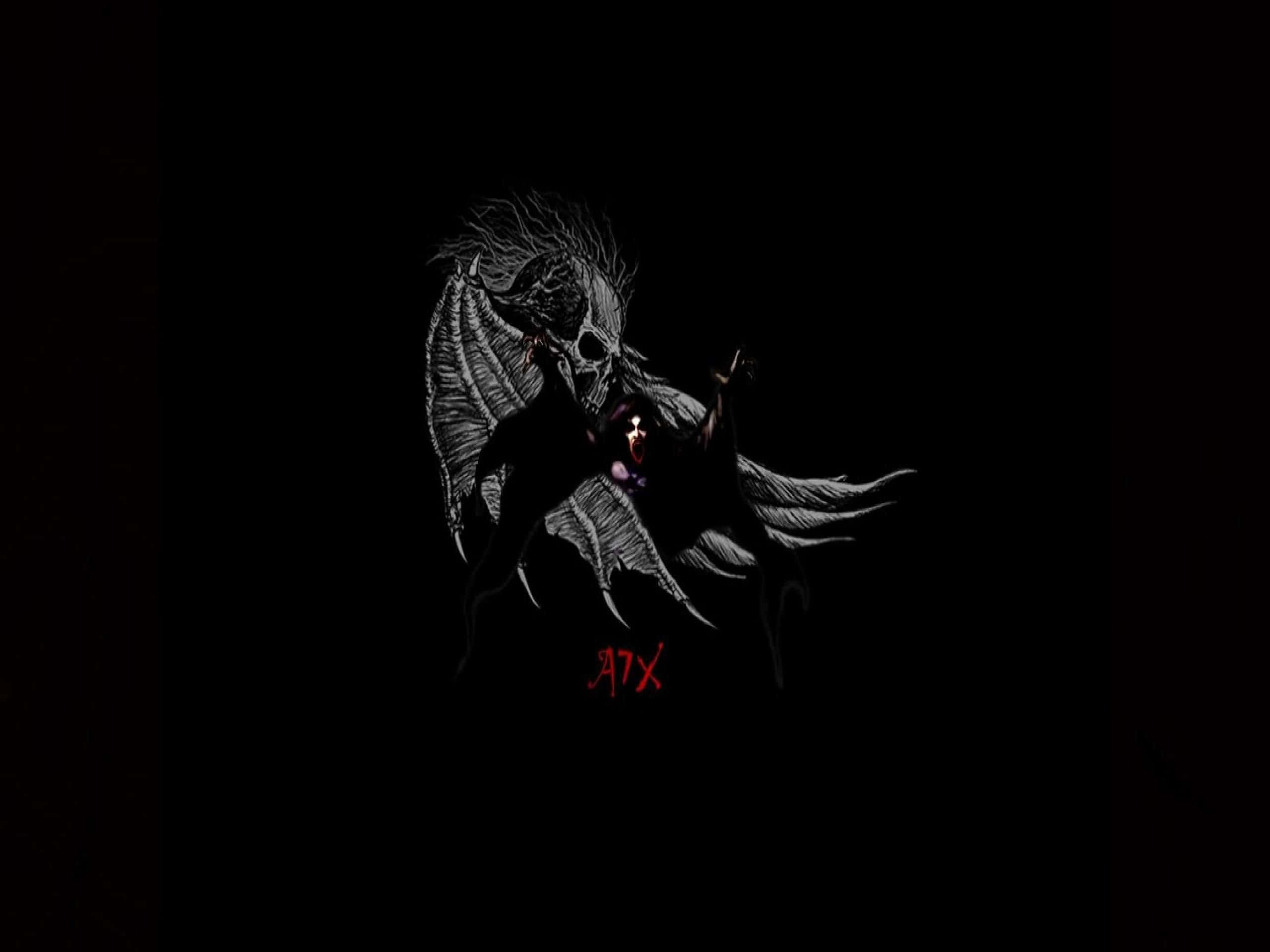 Avenged Sevenfold, skeletal figure, bat-like wings, 2K Desktop Wallpaper