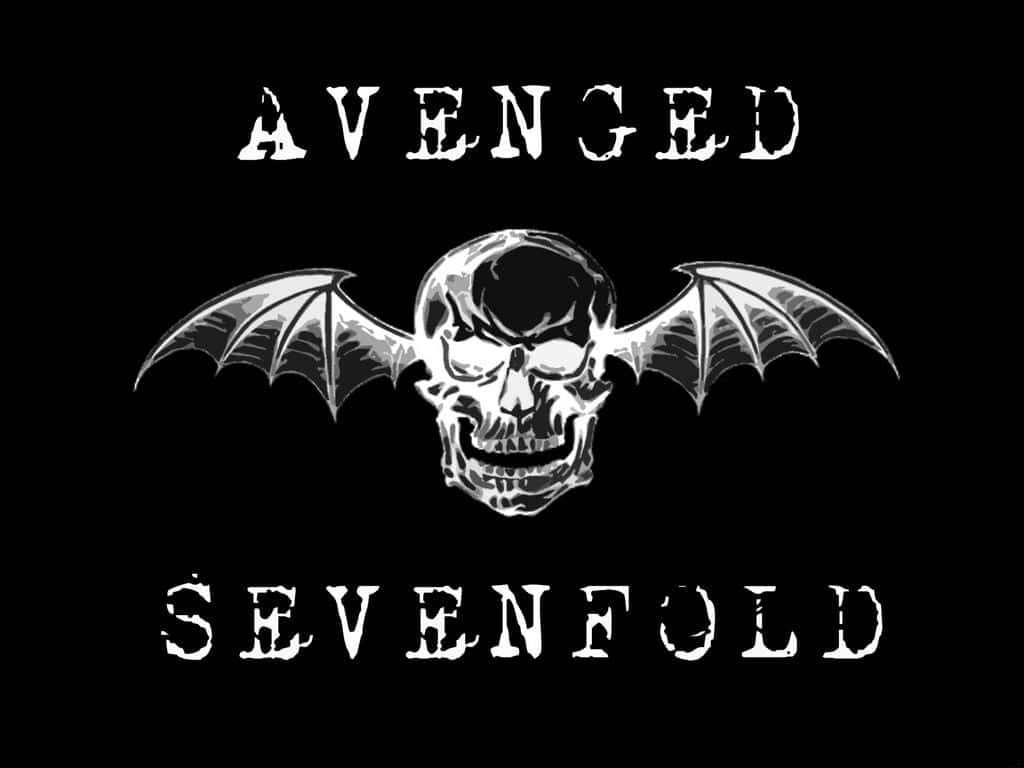 Avenged Sevenfold, bat-winged skull, black and white logo, SD Desktop Wallpaper