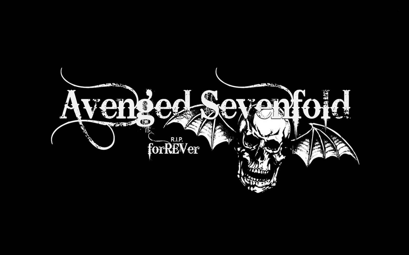 Avenged Sevenfold, white skull with bat wings, ornate lettering, HD Desktop Wallpaper