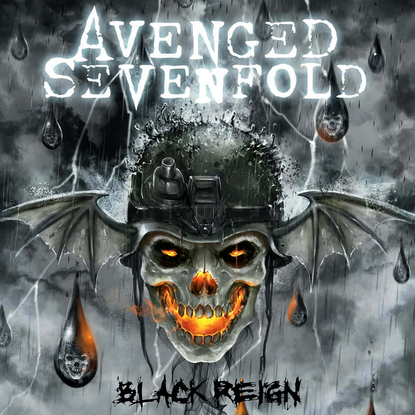 Avenged Sevenfold, glowing orange eyes, fiery grin, HD Desktop Wallpaper