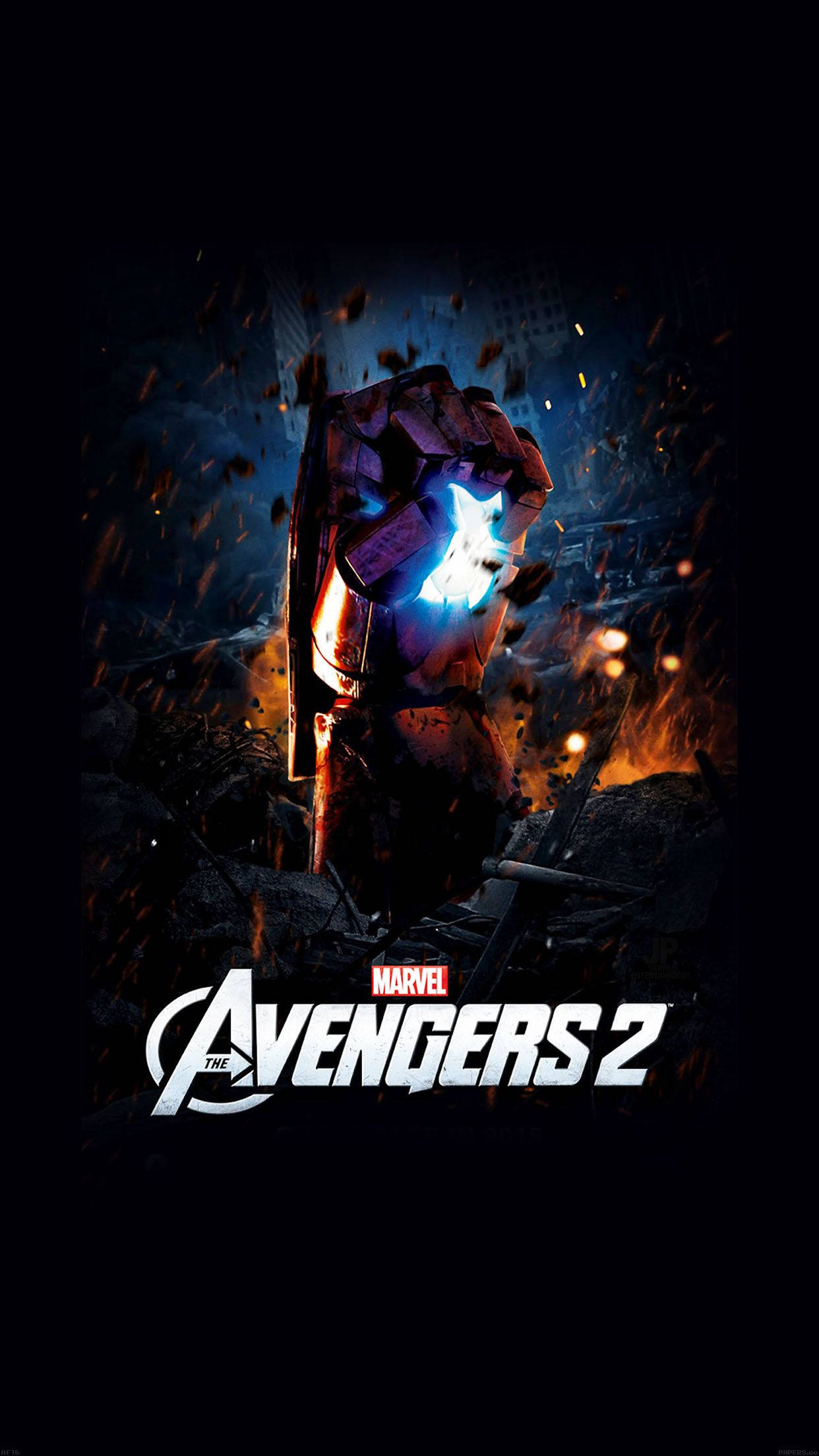 Avengers Android, blue gauntlet, fiery debris, Full HD Phone Wallpaper