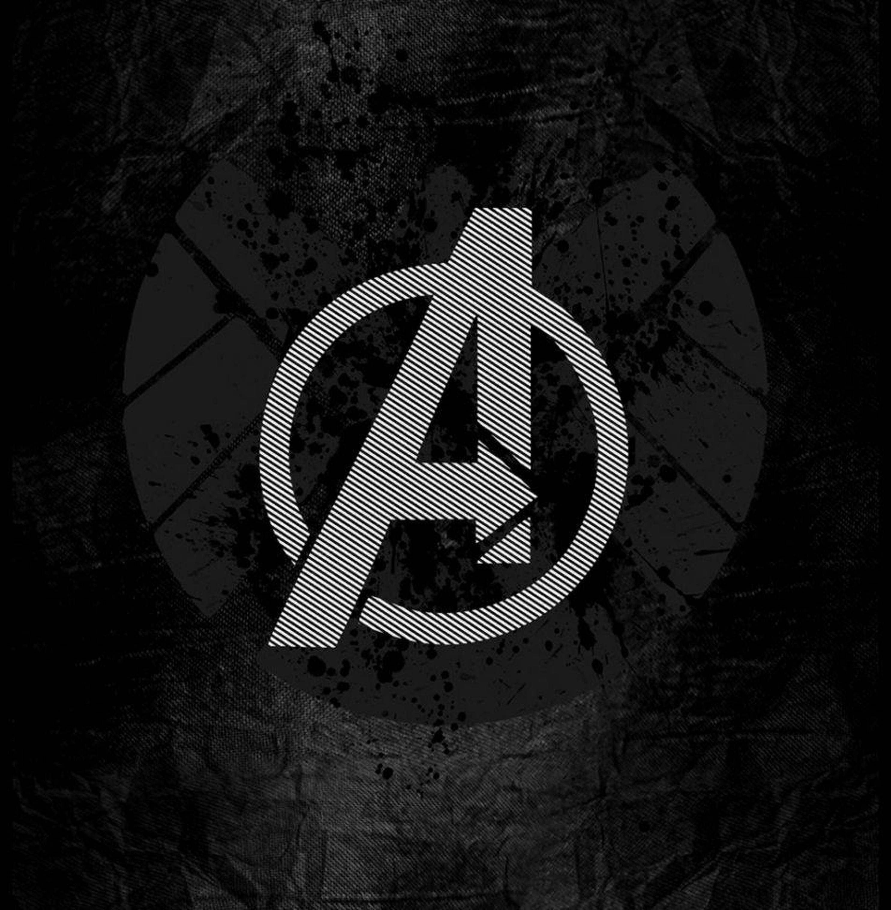 Avengers Android, Avengers logo, diagonal stripes, 2K Phone Wallpaper