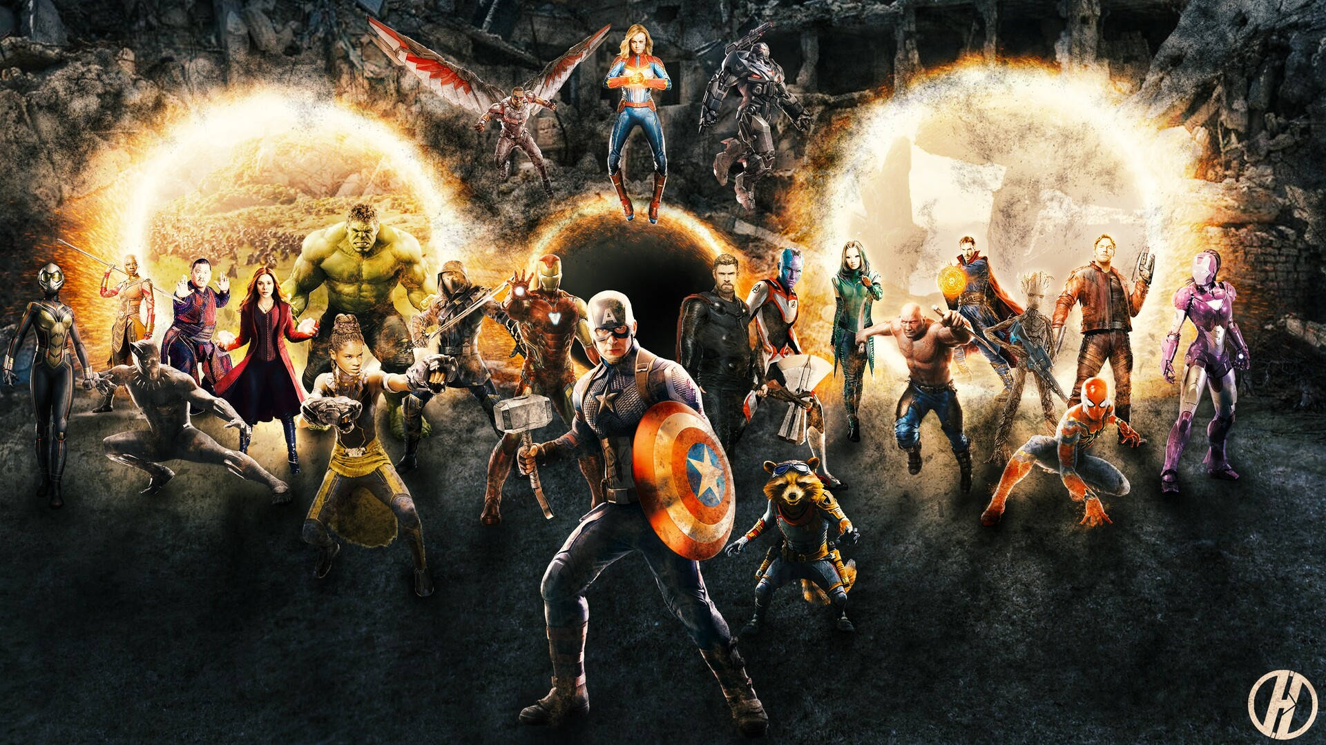 Avengers Assemble, portal, superheroes, Full HD Desktop Wallpaper