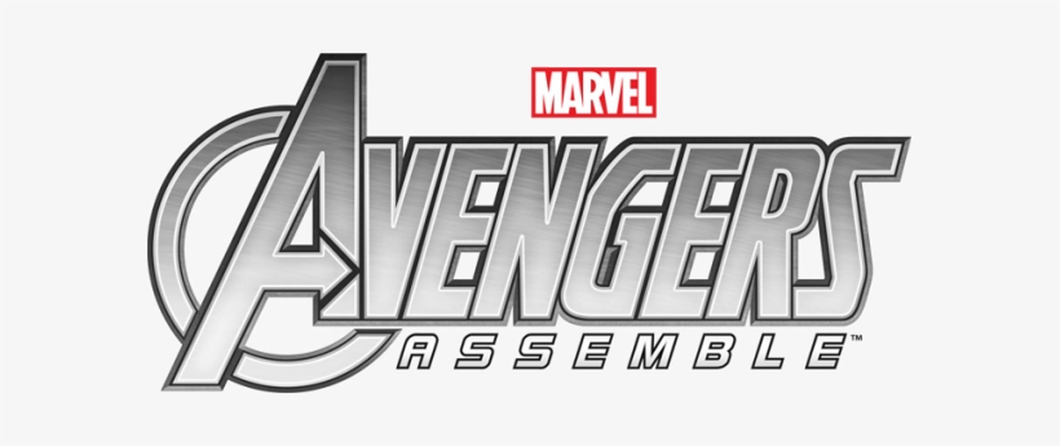 Avengers Assemble, silver logo, red Marvel emblem, Full HD Desktop Wallpaper
