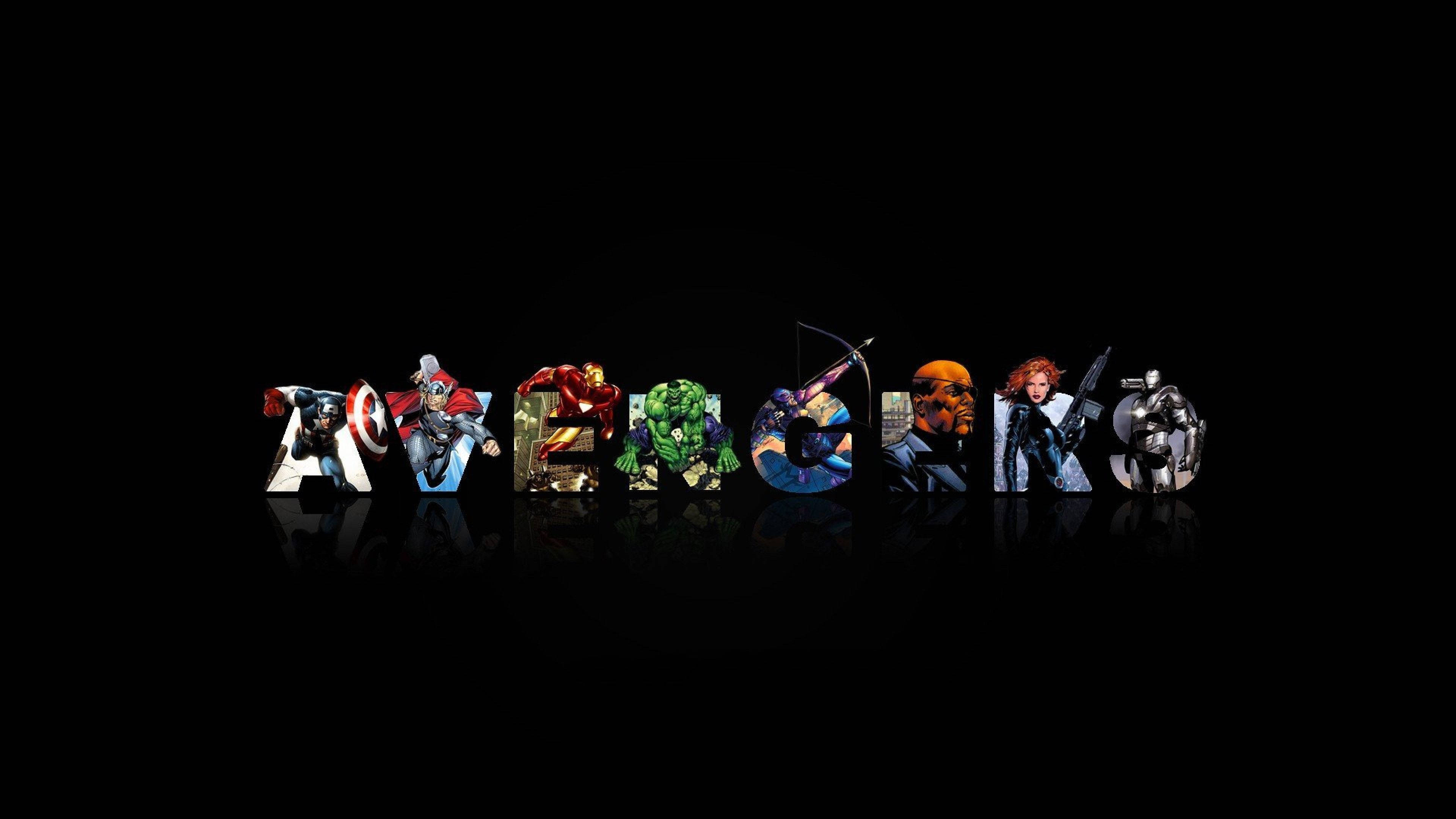 Avengers, 3D Lettering, black desktop, 4K Desktop Wallpaper