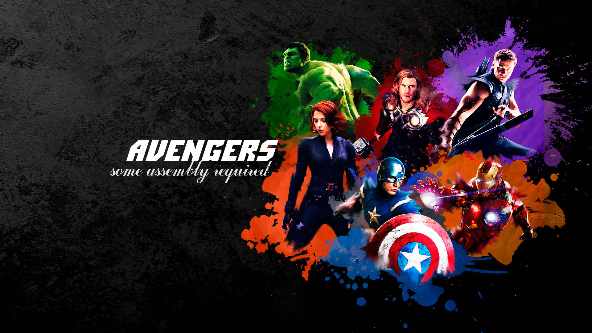 Avengers, paint splatters, dark textured background, Full HD Desktop Wallpaper