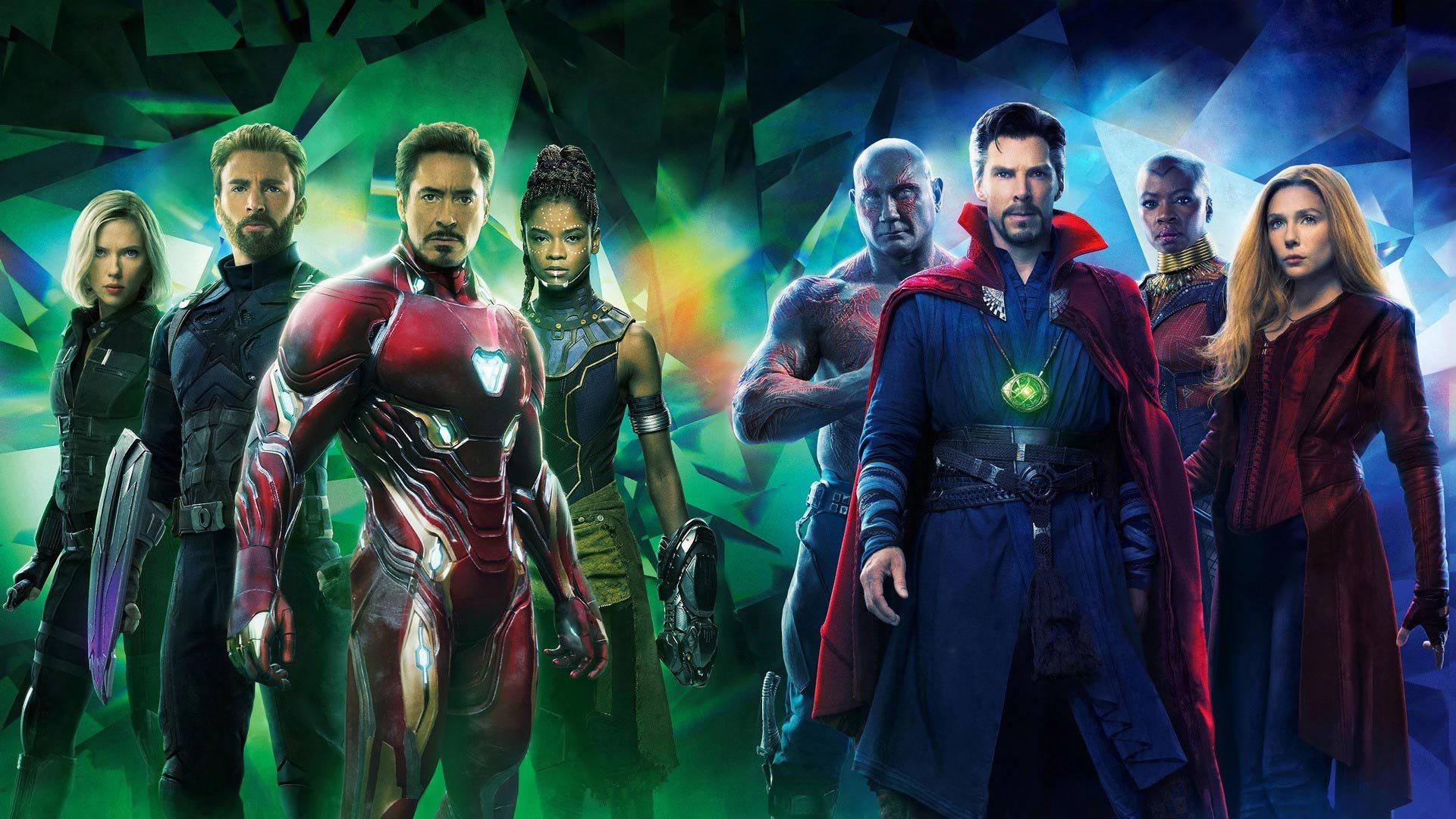 Avengers, diamond background, glowing green, Full HD Desktop Wallpaper
