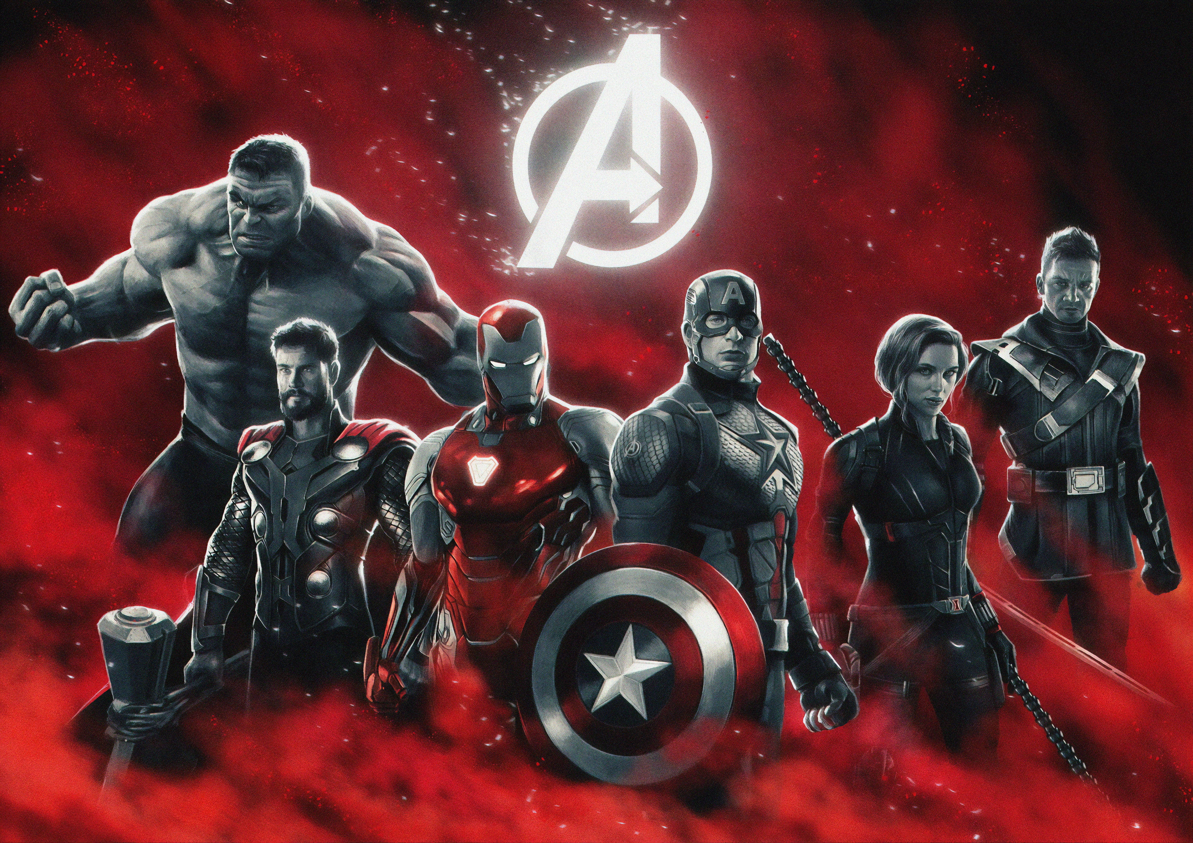 Avengers, red, abstract background, 4K Desktop Wallpaper
