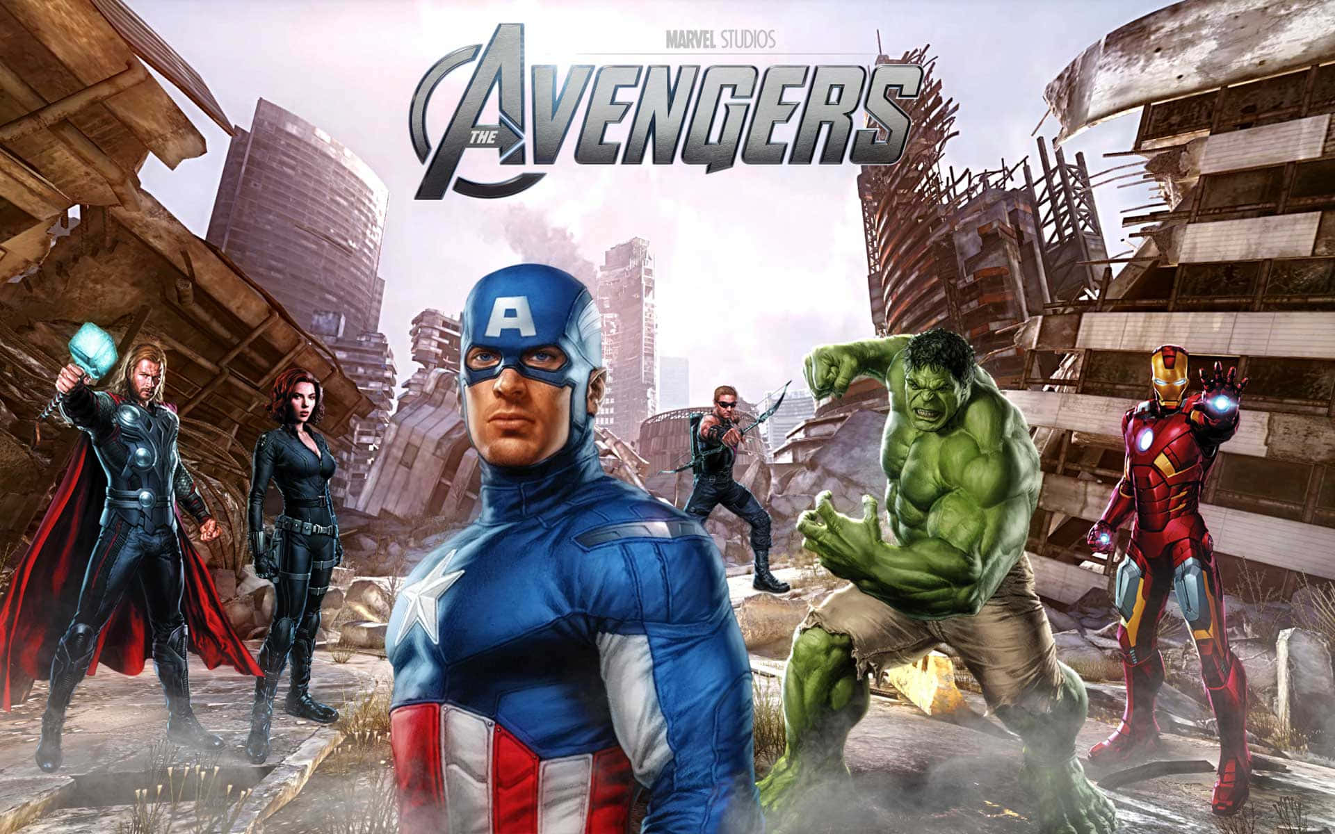Avengers, shattered cityscape, rubble, Full HD Desktop Wallpaper