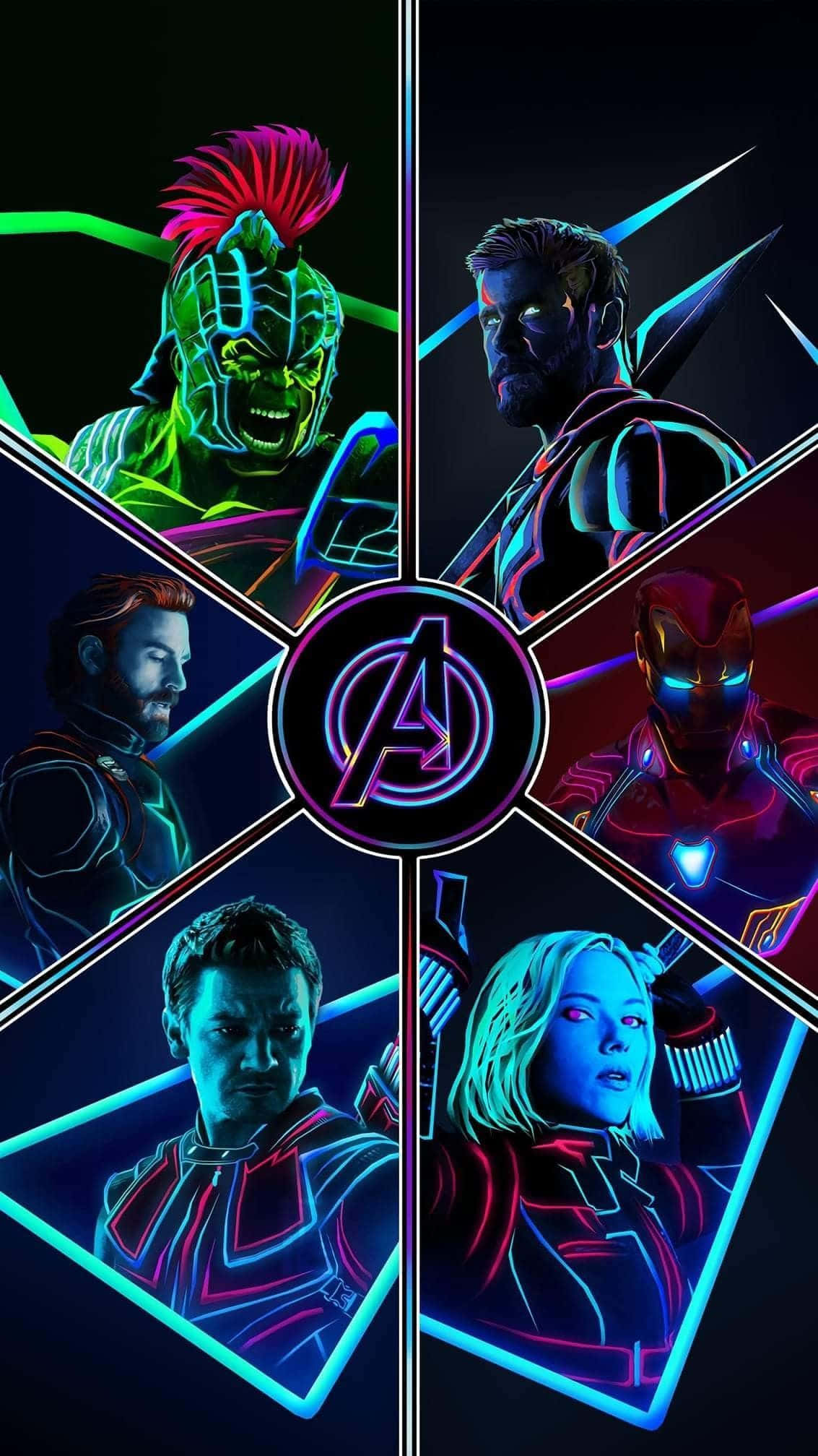 Avengers Endgame iPhone, Avengers Endgame, neon outlines, Full HD Phone Wallpaper