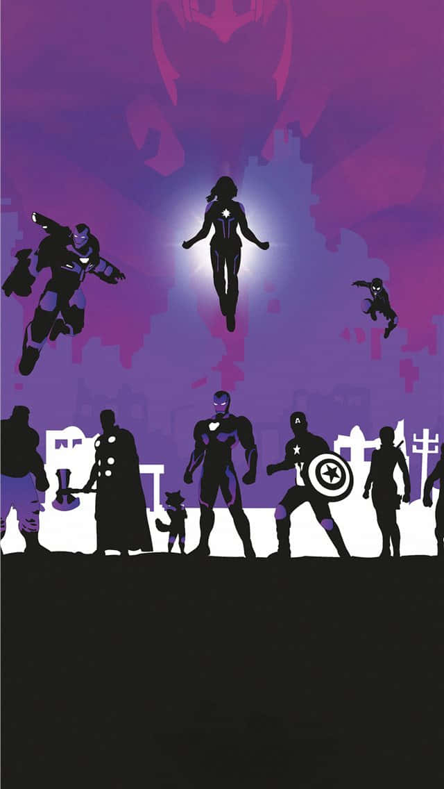 Avengers Endgame, iPhone, silhouetted superheroes, SD Phone Wallpaper