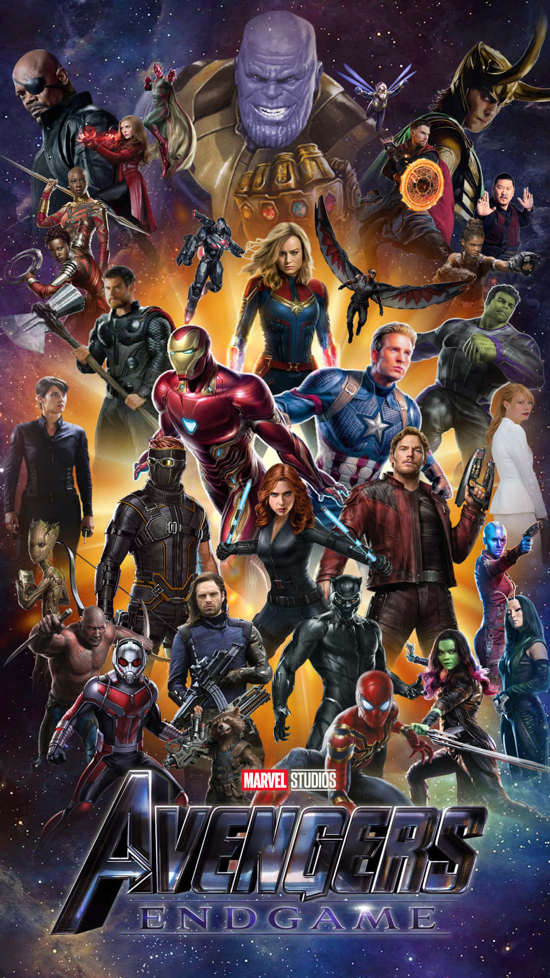 Avengers, starry nebula, glowing energy effects, Full HD Phone Wallpaper