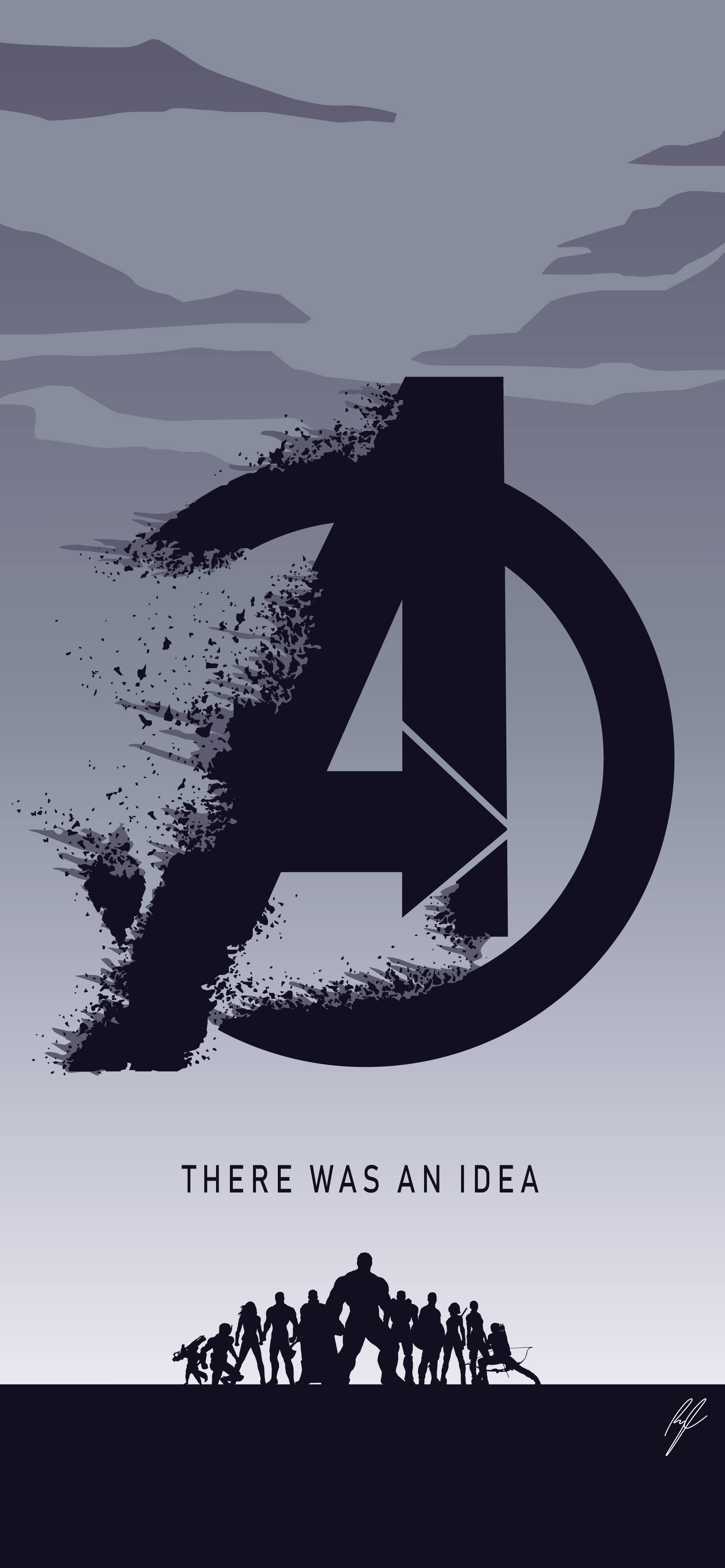 Avengers Endgame, Avengers logo, black and gray, 2K Phone Wallpaper