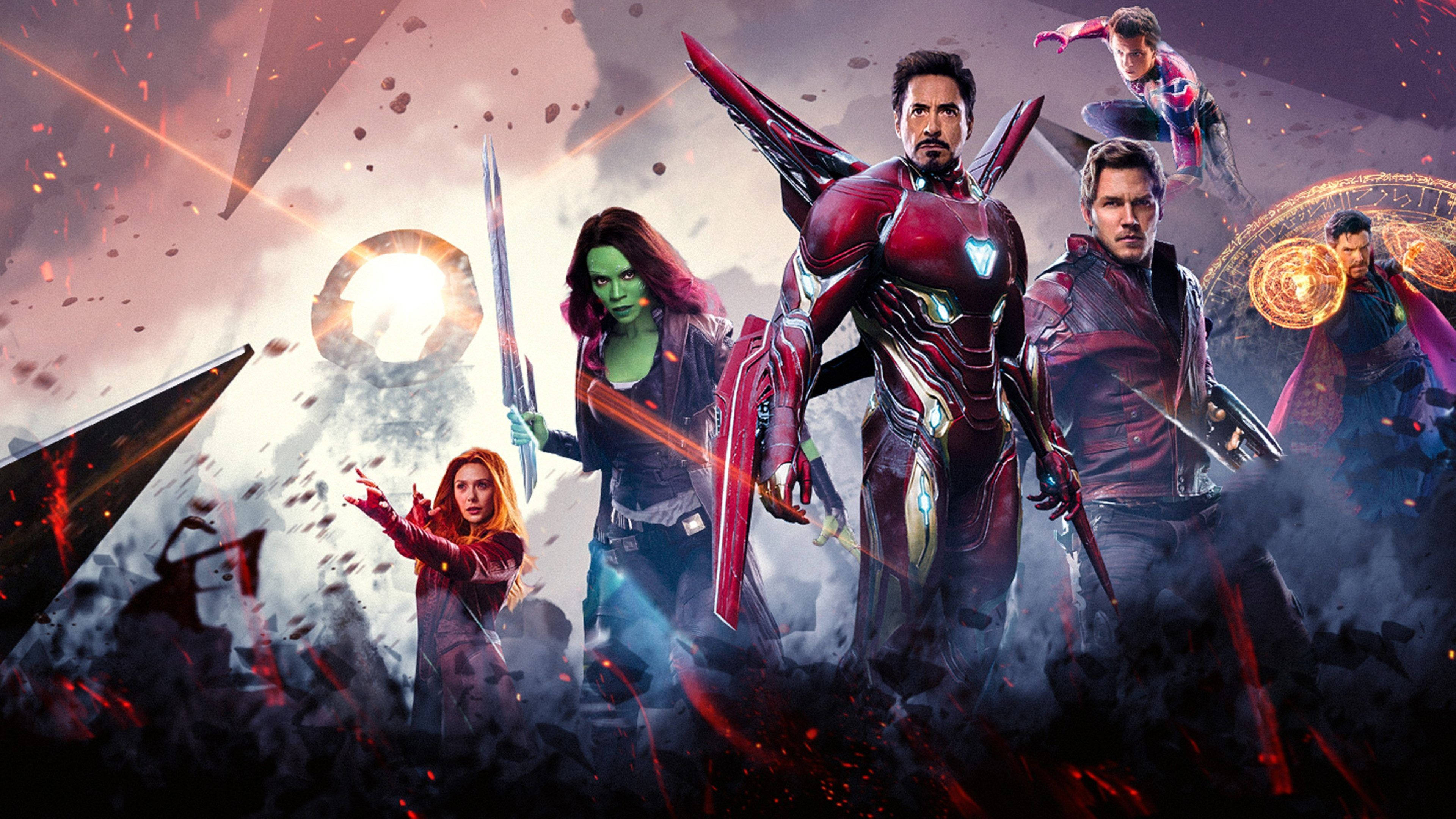 Avengers Infinity War, superheroes, dynamic battle poses, 4K Desktop Wallpaper