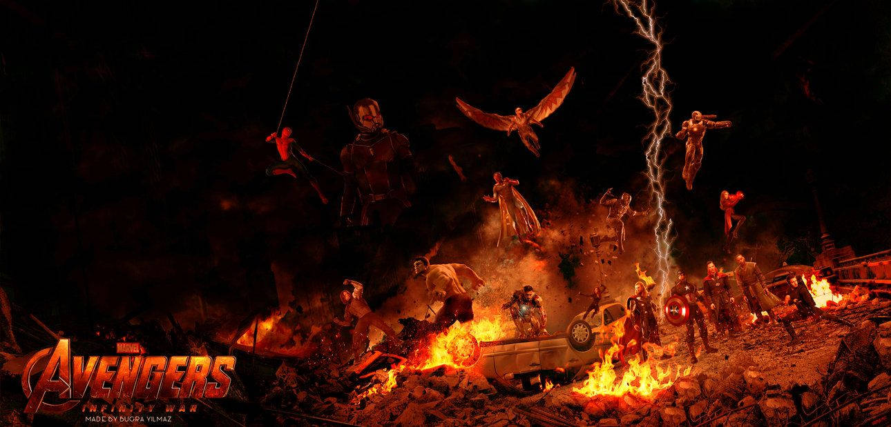 Avengers Infinity War, fiery chaos, lightning, HD Desktop Wallpaper