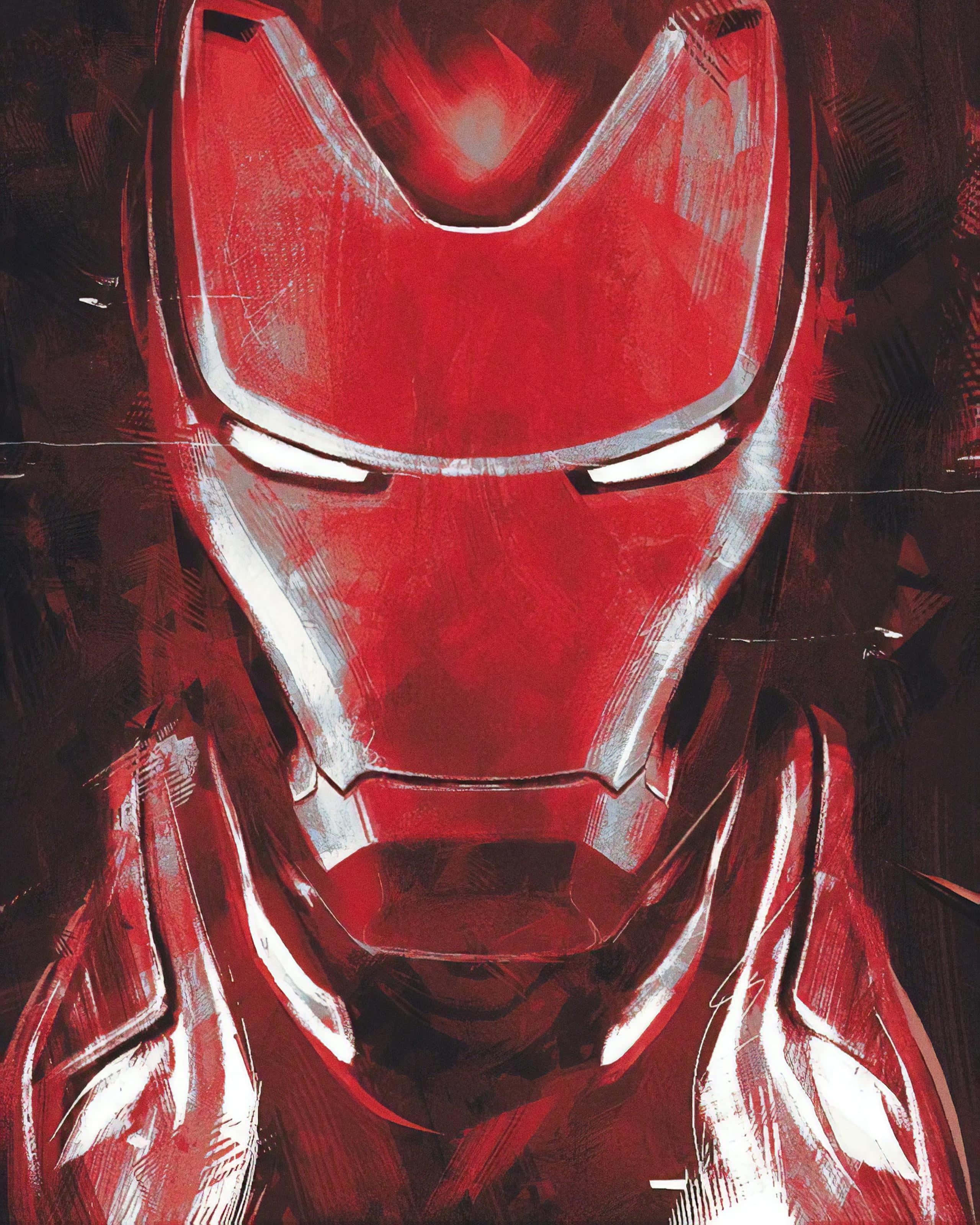 Avengers Iron Man, red and silver helmet, glowing eyes, 2K Phone Wallpaper