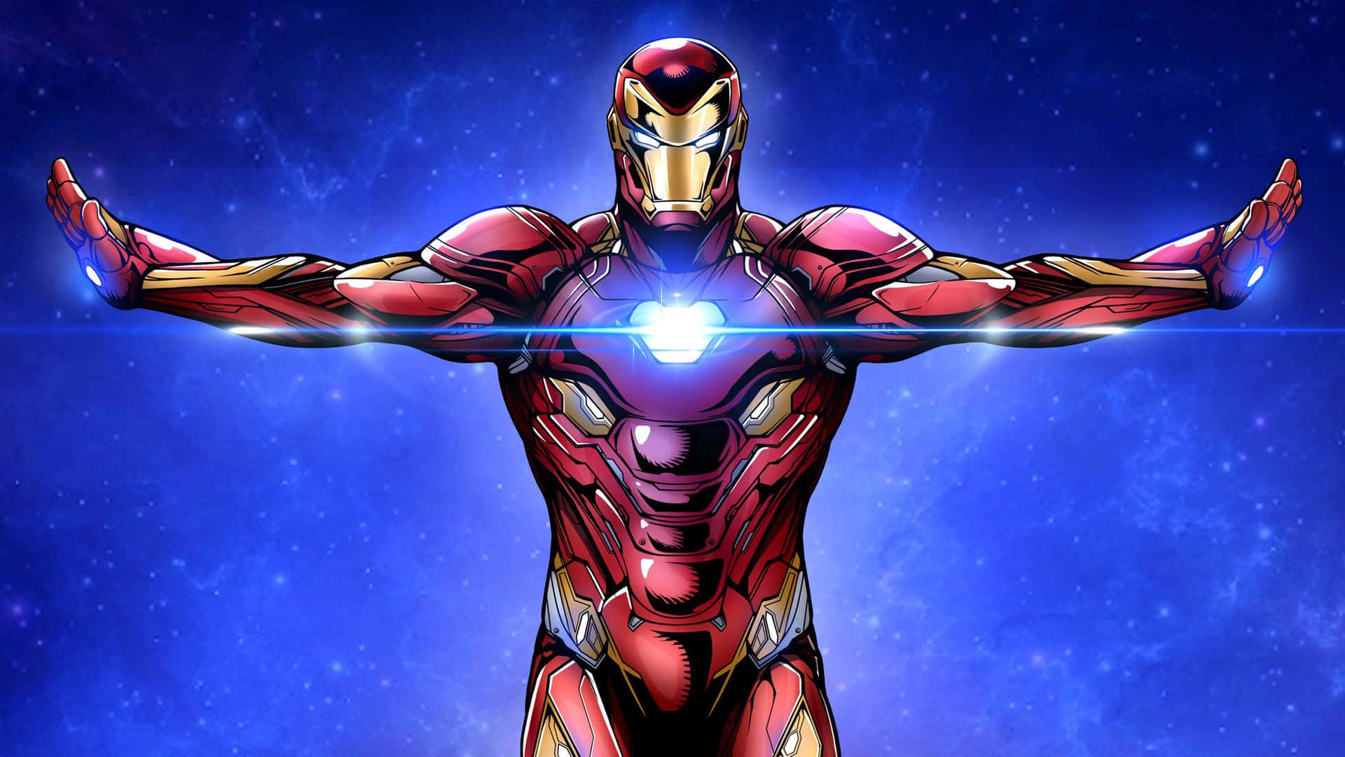 Avengers Iron Man, Iron Man, starry cosmic backdrop, Full HD Desktop Wallpaper