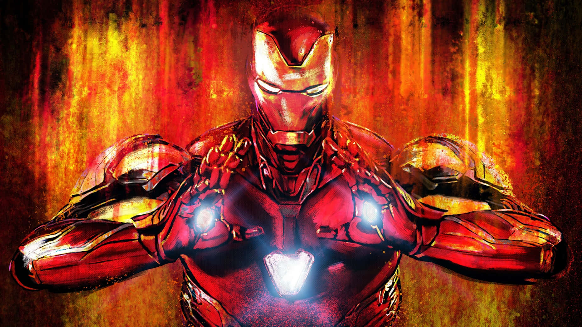 Avengers Iron Man, Iron Man, fiery orange and red textured background, HD Desktop Wallpaper