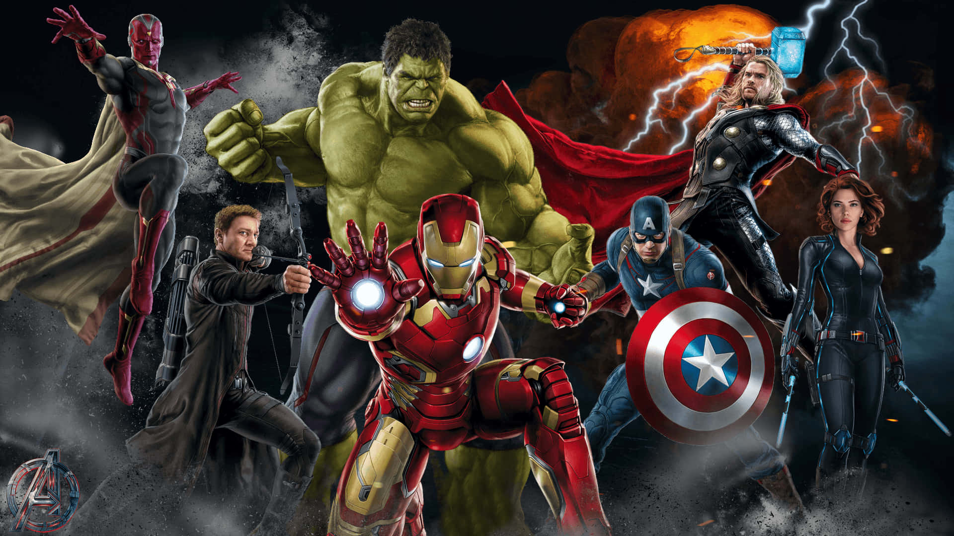 Avengers, Iron Man, firey stormy backdrop, Full HD Desktop Wallpaper