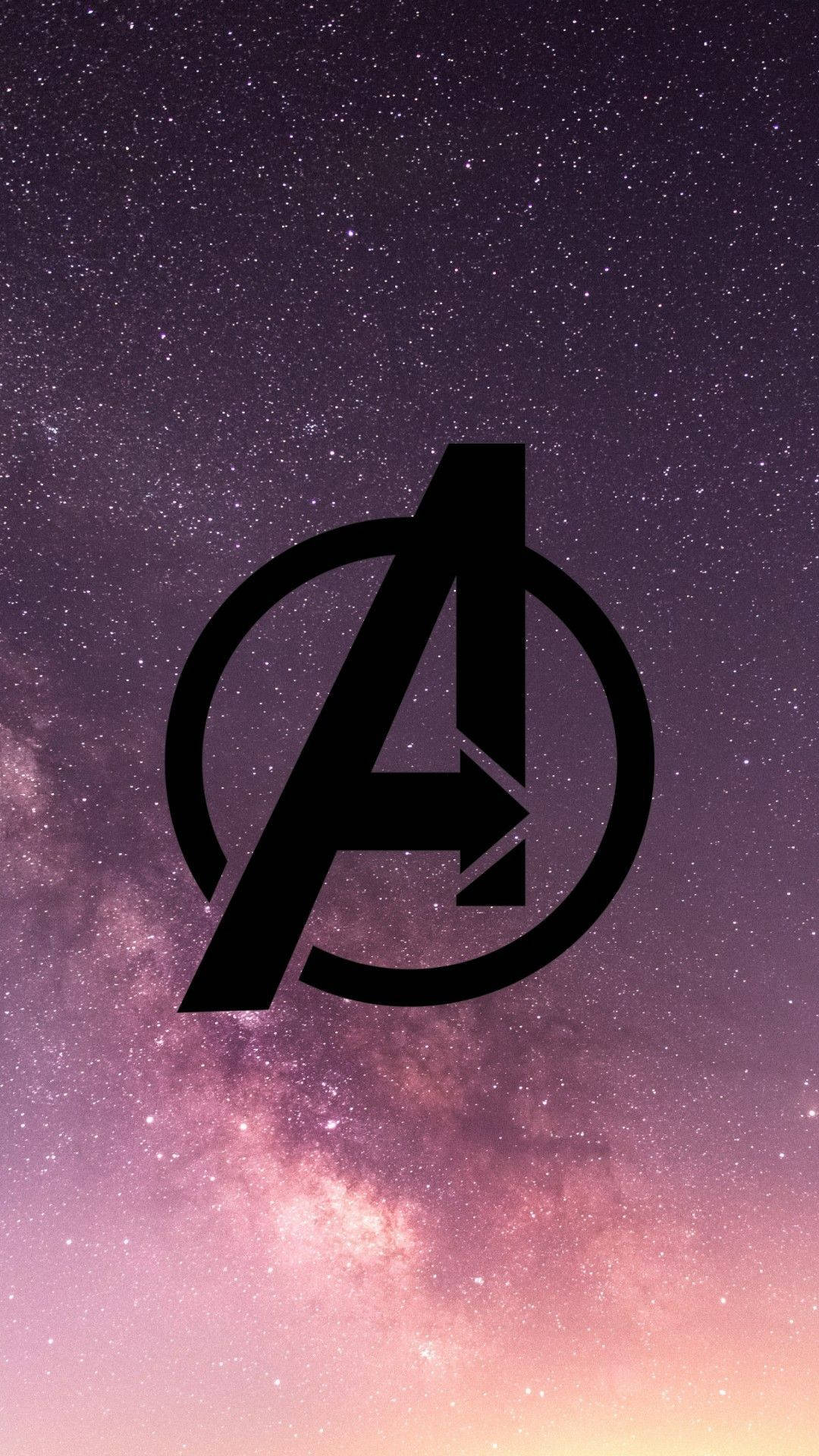 Avengers Logo, galaxy, vibrant purple, Full HD Phone Wallpaper