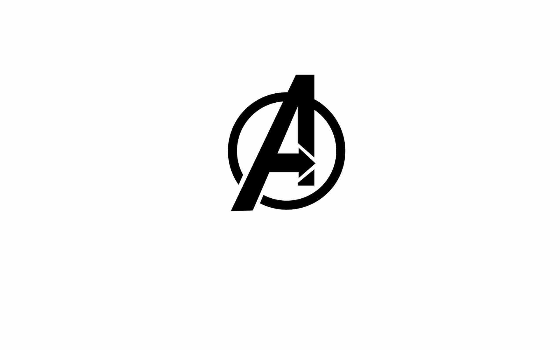 Avengers Logo, black, white, Full HD Desktop Wallpaper