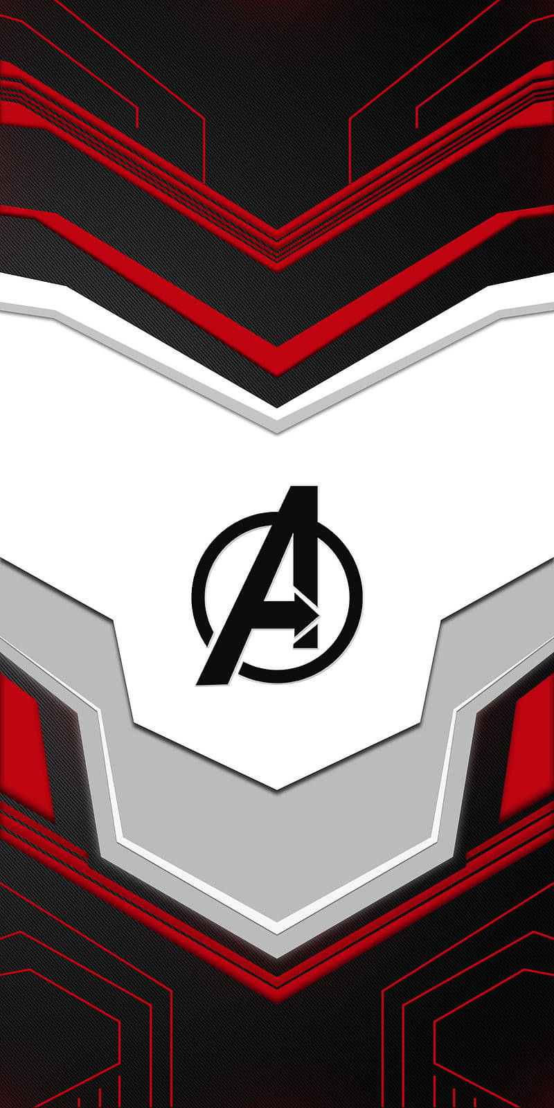 Avengers logo, white hexagonal frame, black red and gray angular background, HD Phone Wallpaper