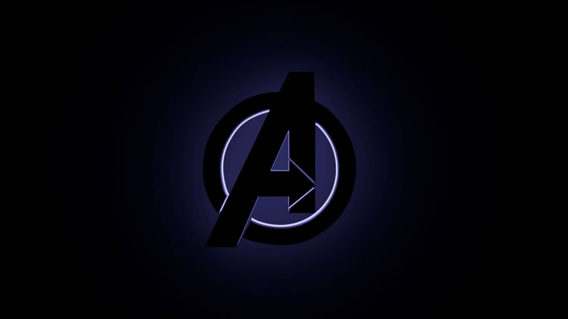 Avengers Logo, ring light, soft blue aura, Full HD Desktop Wallpaper