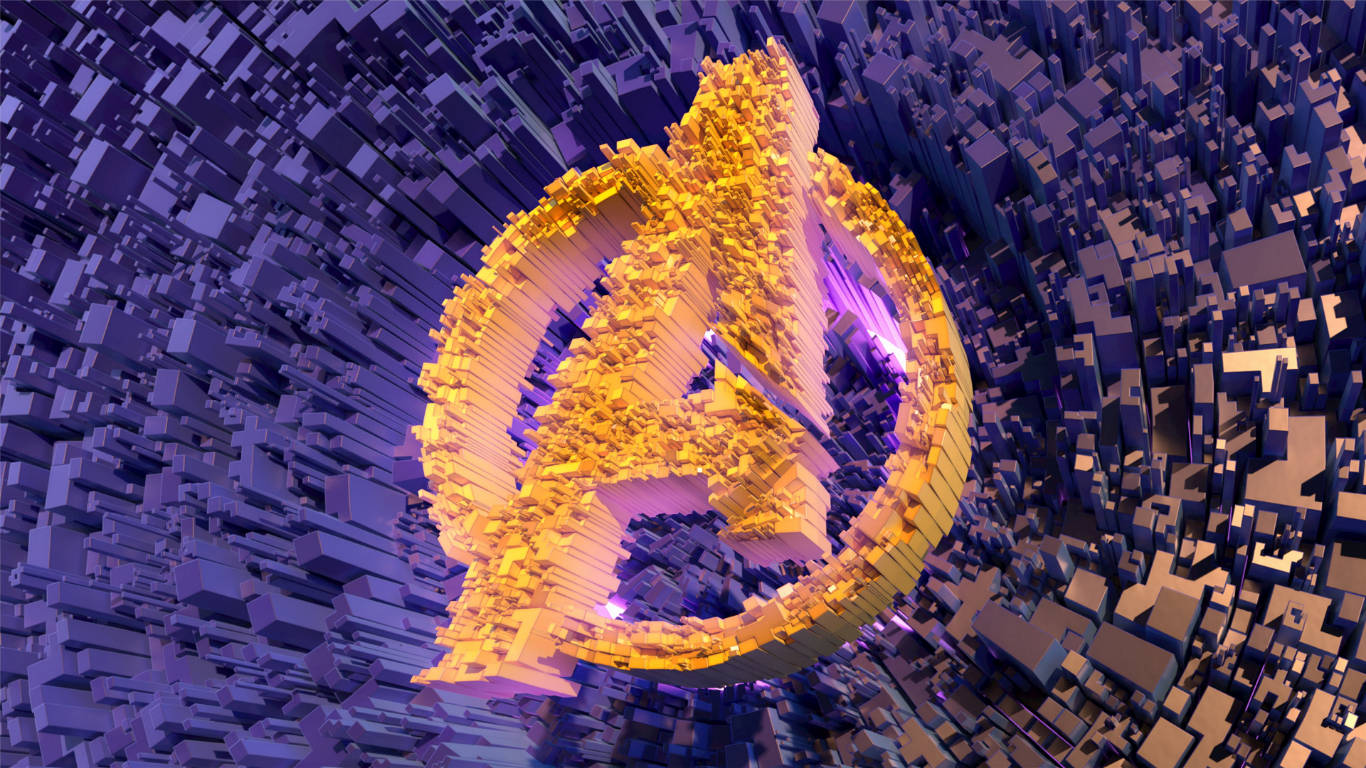Avengers Logo, purple, yellow, HD Desktop Wallpaper