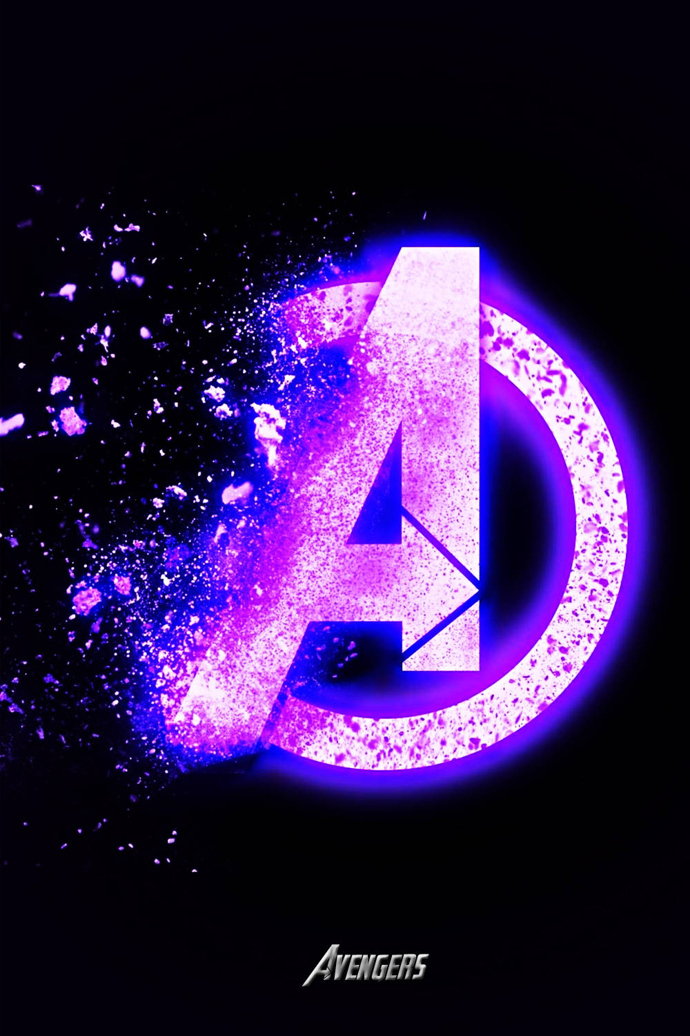 Avengers Logo, glowing purple, particle effects, HD Phone Wallpaper