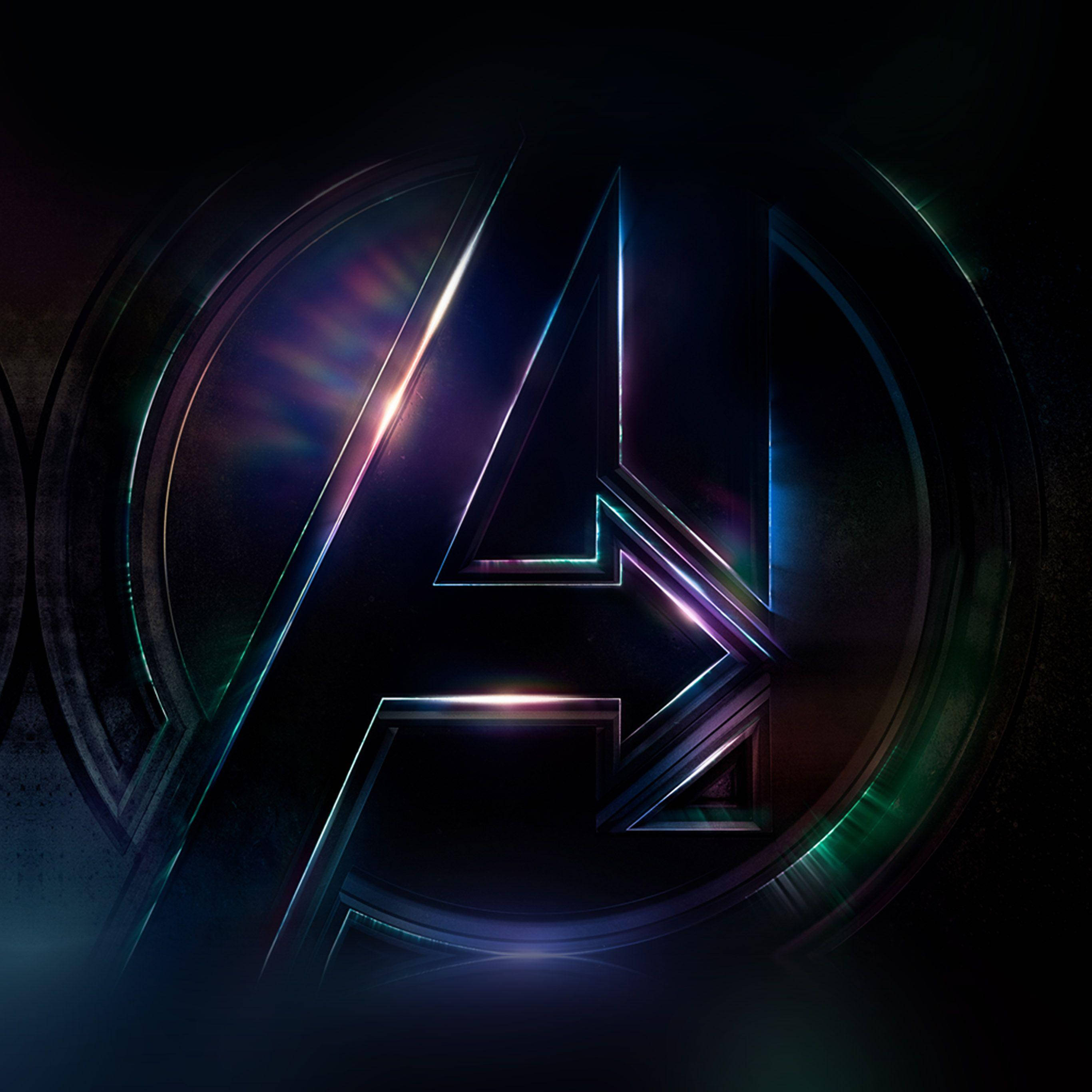 Avengers Logo, glowing metallic, neon light, 2K Desktop Wallpaper