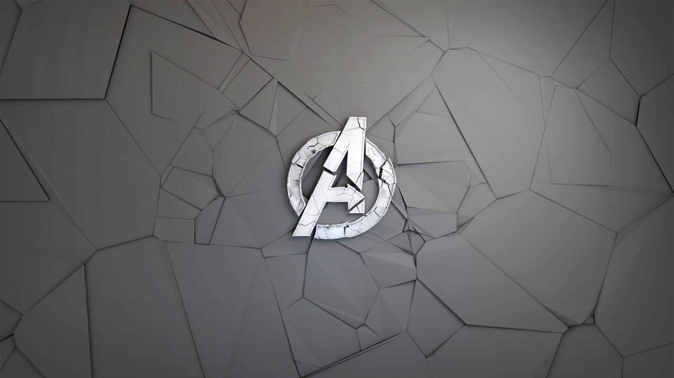 Avengers Logo, cracked, silver, HD Desktop Wallpaper