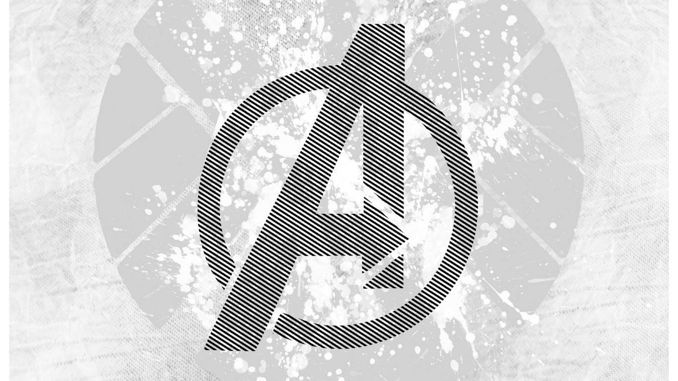 Avengers Logo, black and white striped, paint splattered, HD Desktop Wallpaper