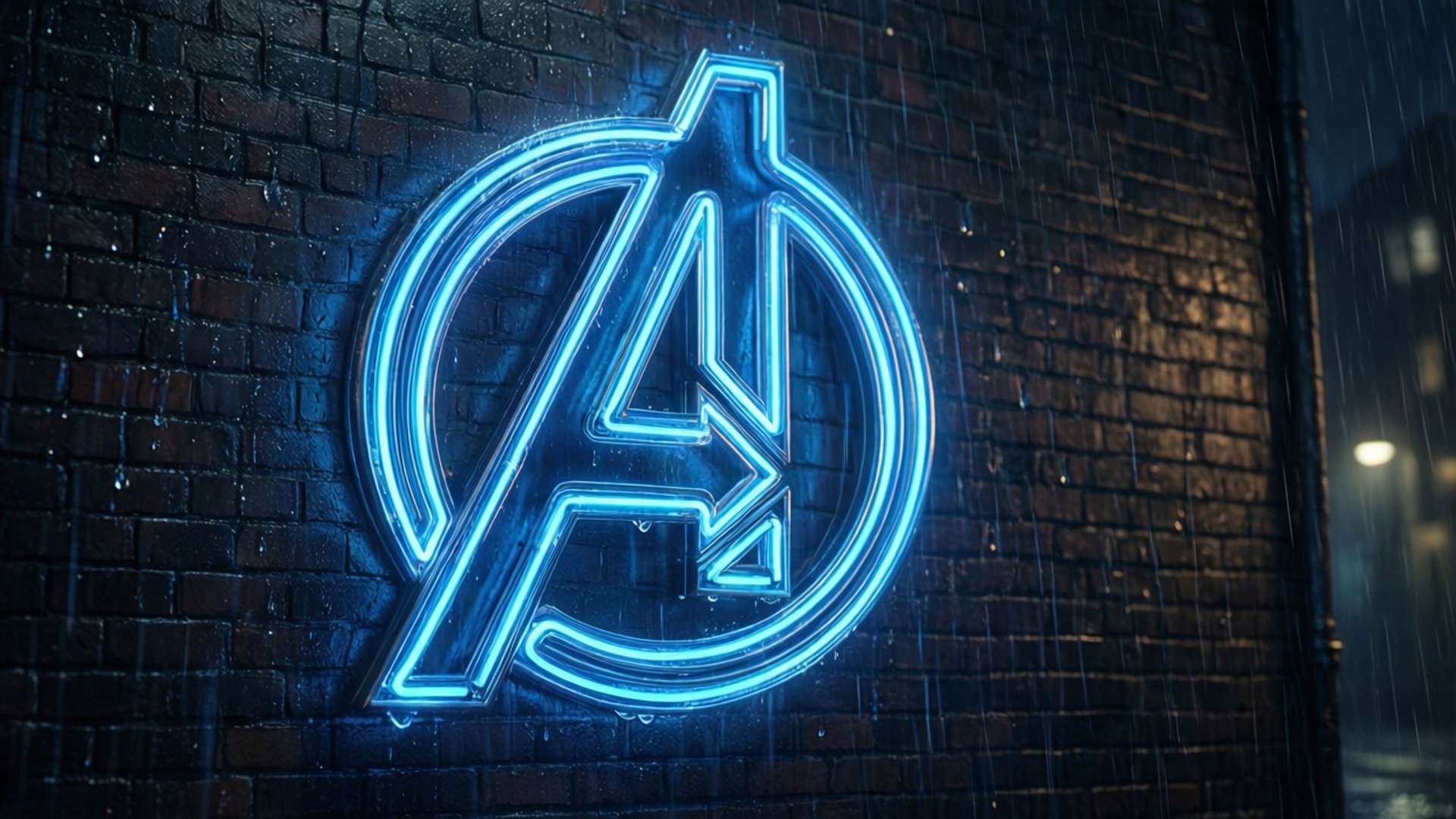 Avengers Logo, neon, blue, Full HD Desktop Wallpaper
