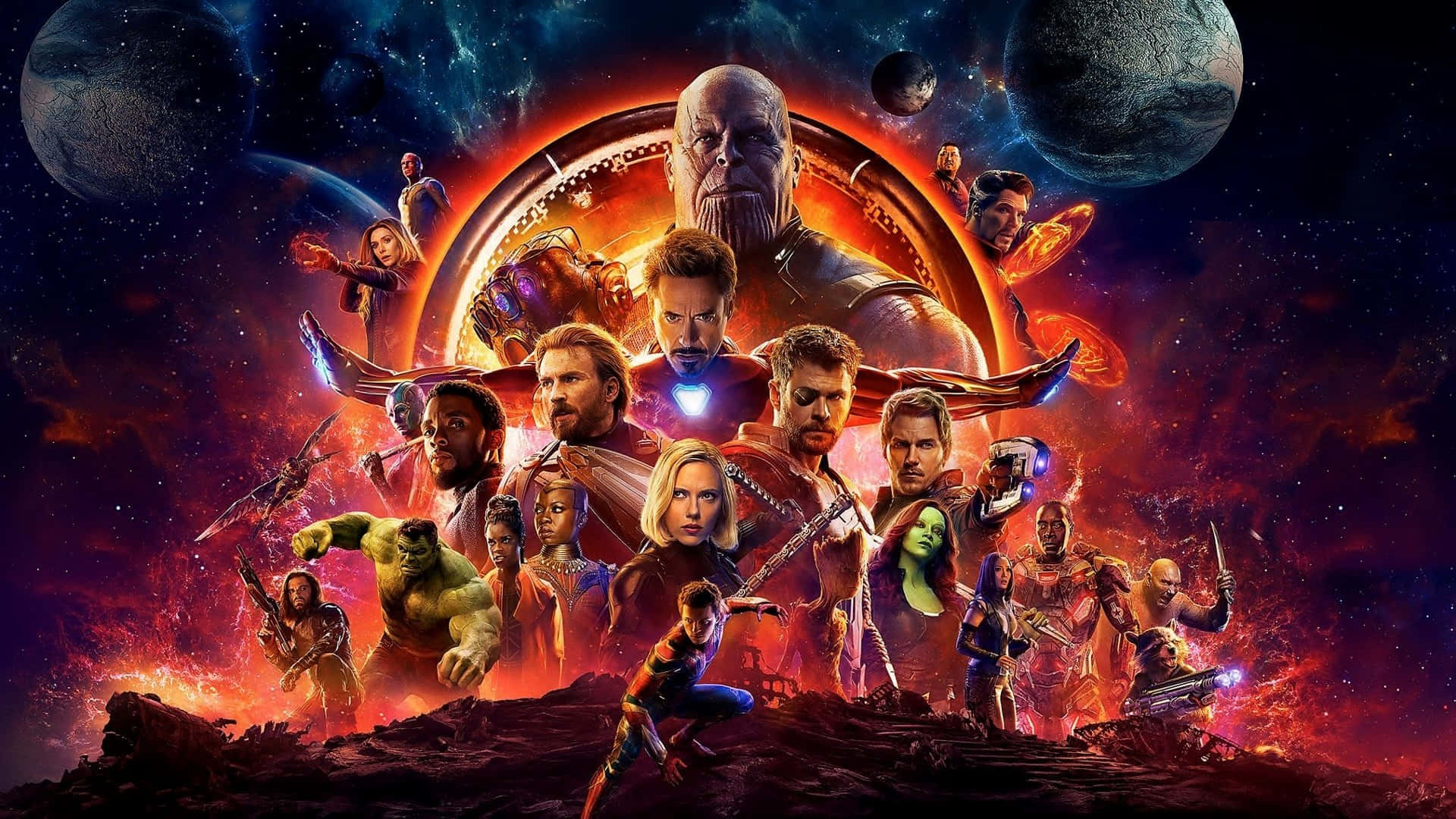 Avengers Movie, cosmic battle scene, Avengers characters, Full HD Desktop Wallpaper