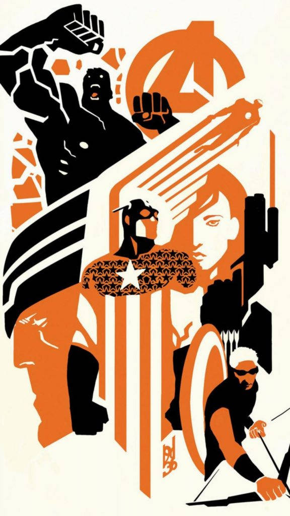 Avengers, orange, black, SD Phone Wallpaper
