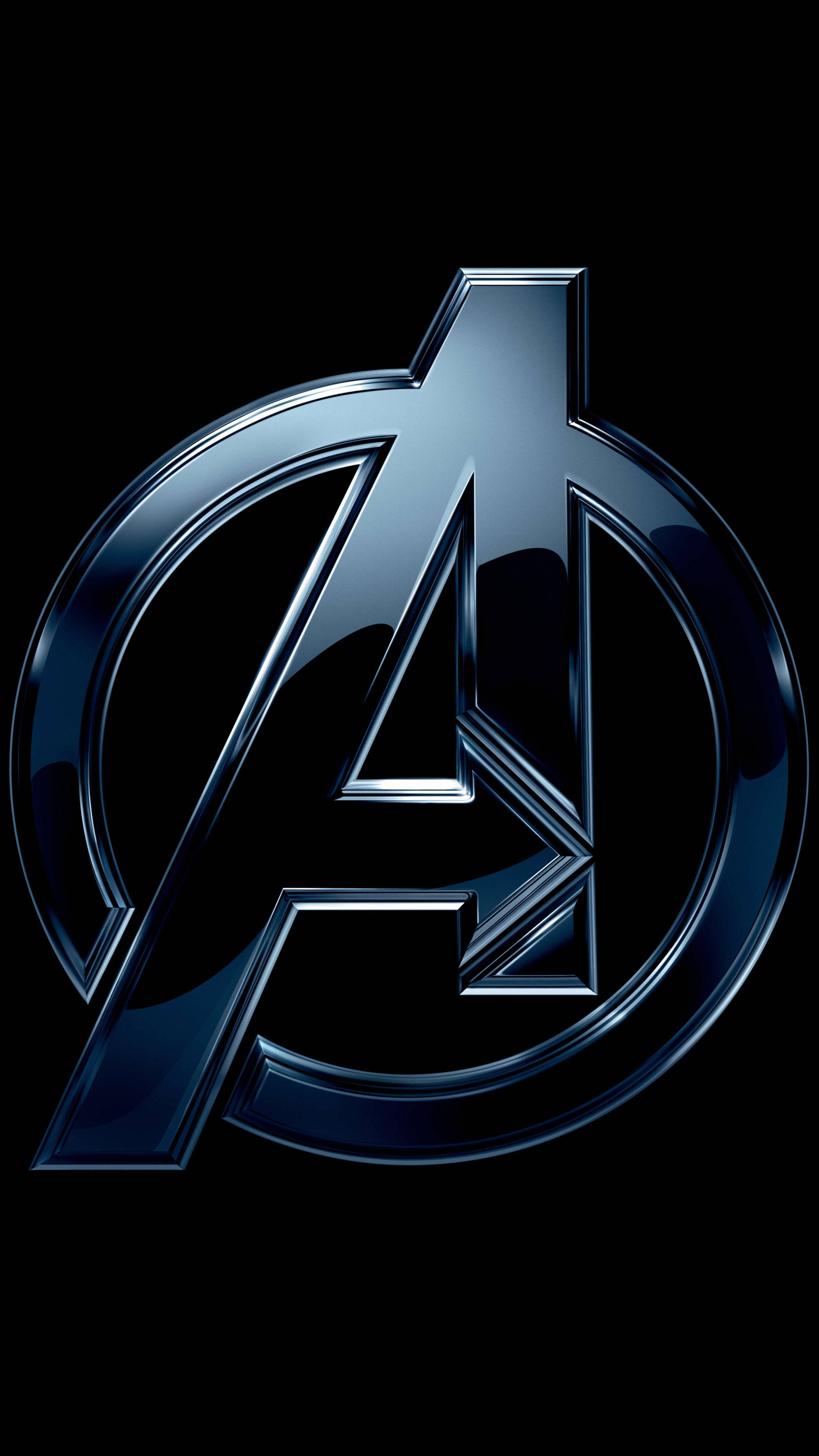 Avengers, metallic blue, 3D logo, 4K Phone Wallpaper
