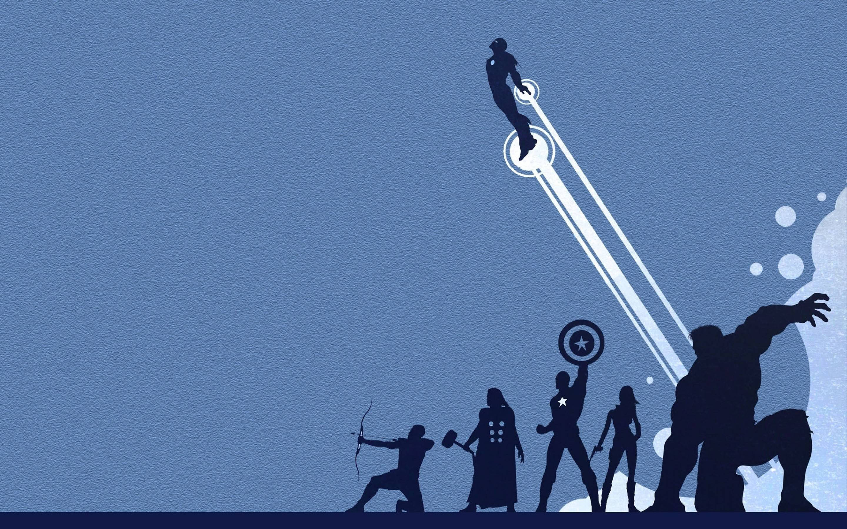 Avengers, silhouetted superheroes, dynamic poses, 2K Desktop Wallpaper