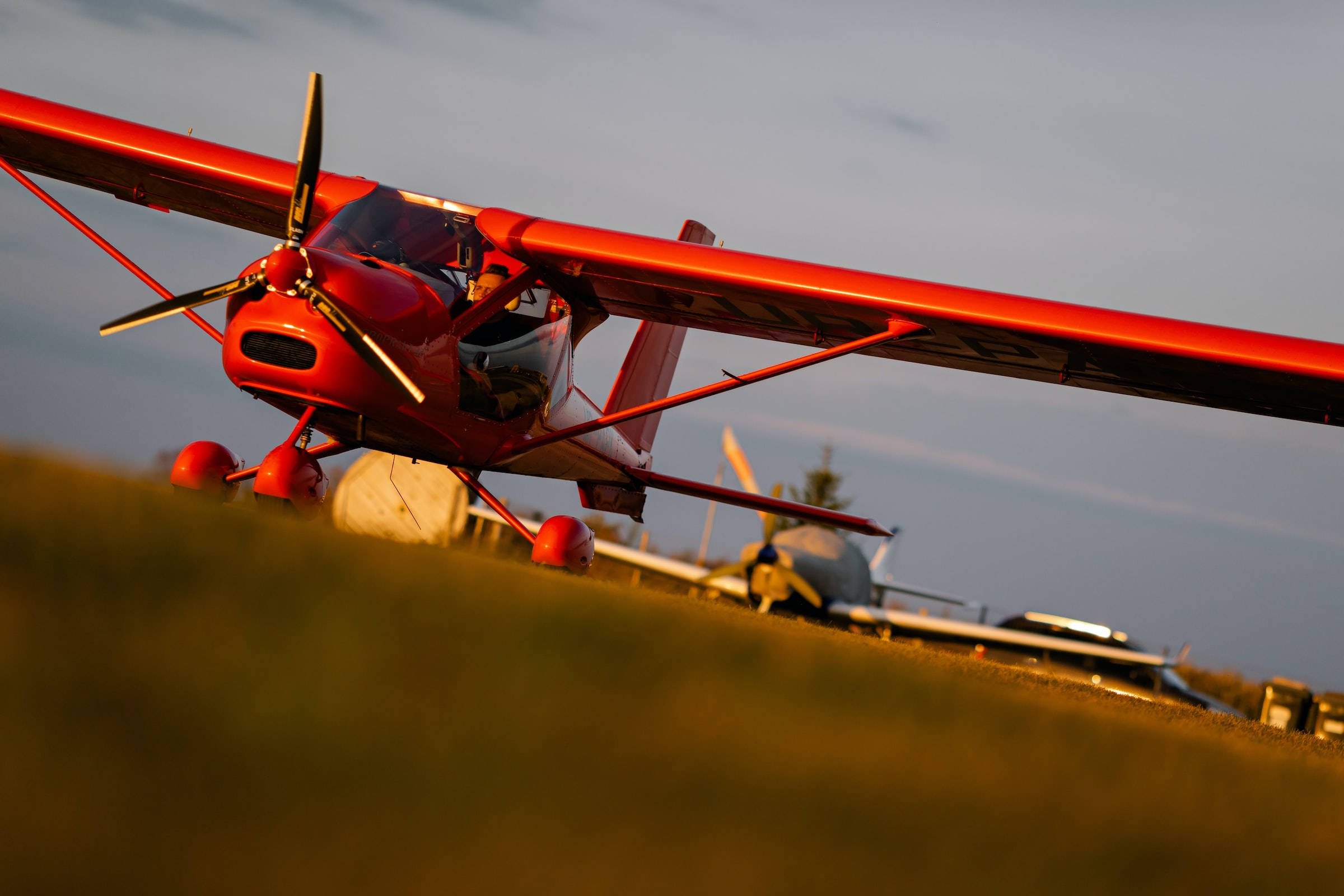Aviation, red biplane, single-engine airplane, Full HD Desktop Wallpaper